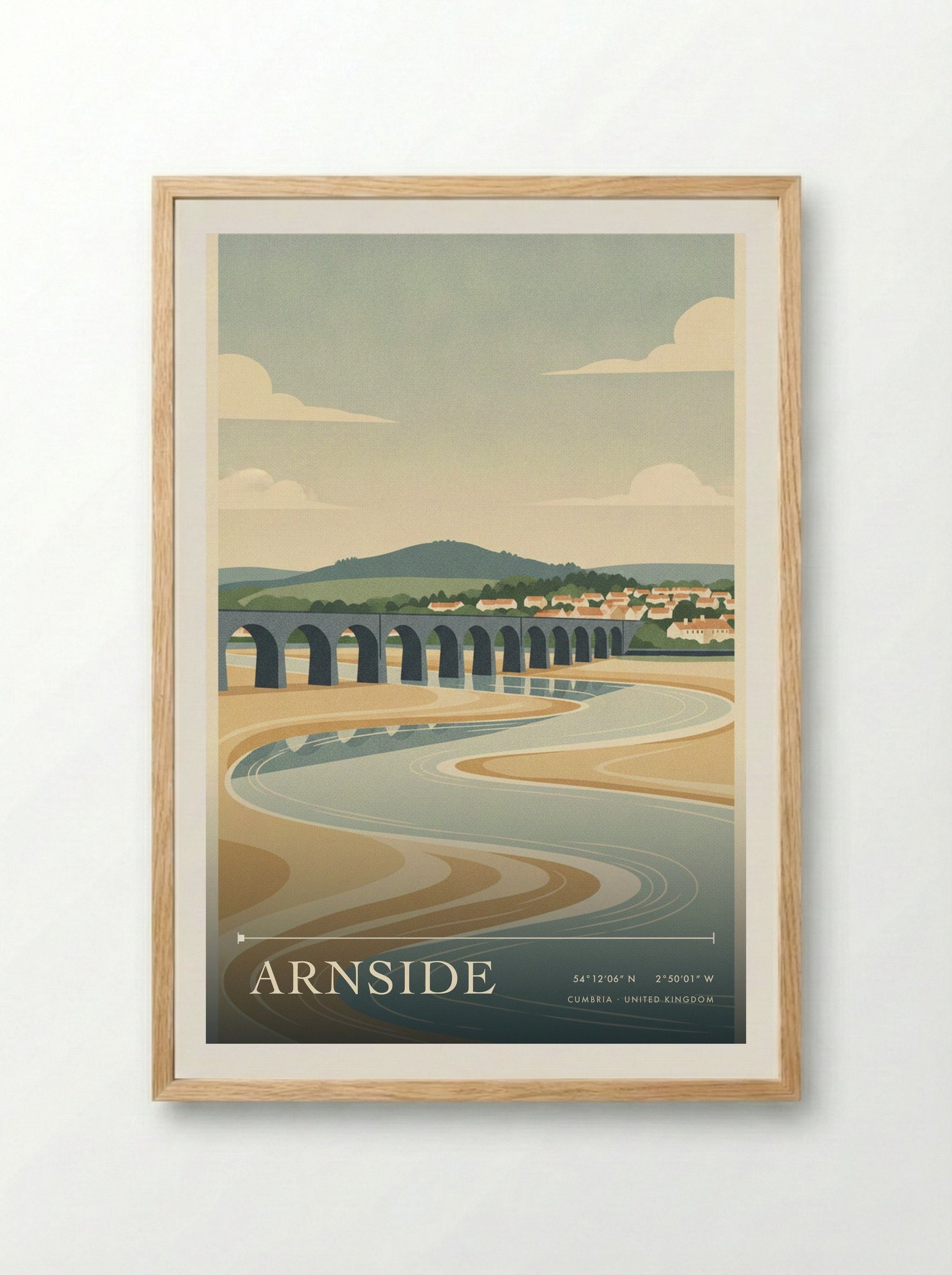 Arnside Cumbria United Kingdom Travel Poster - Framed Print Wood