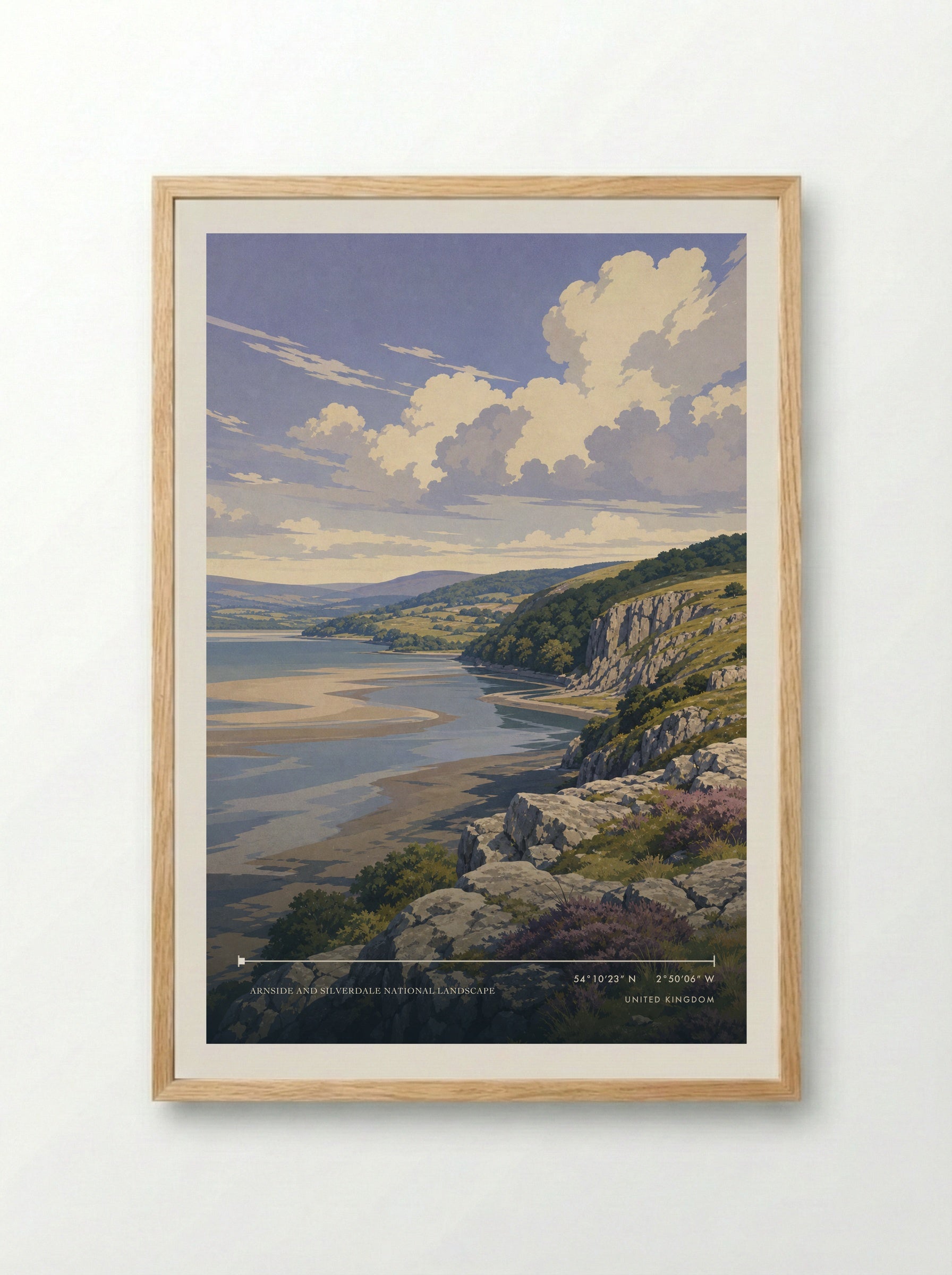 Arnside and Silverdale National Landscape United Kingdom Travel Poster - Framed Print Wood