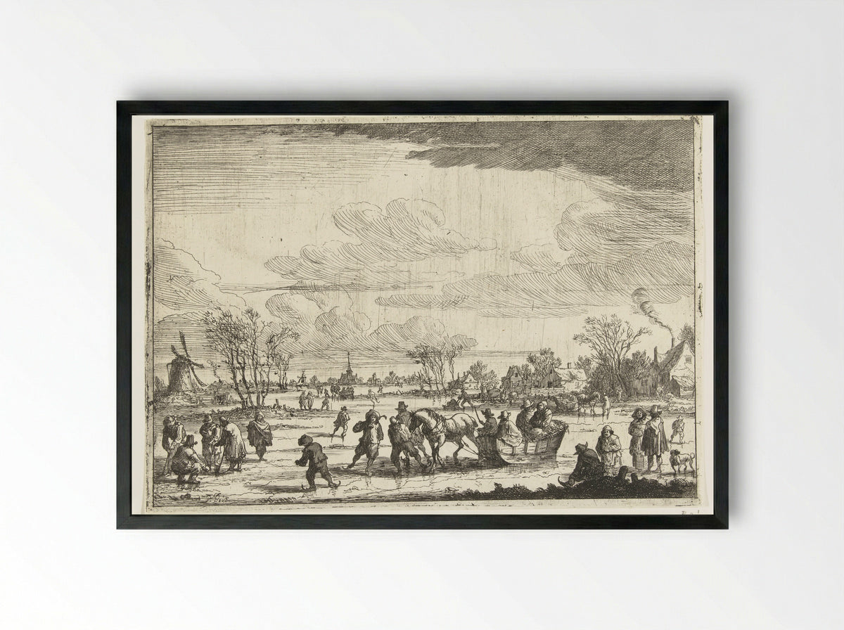 Arrenslee op het ijs - Pieter Bout - Framed Print Black