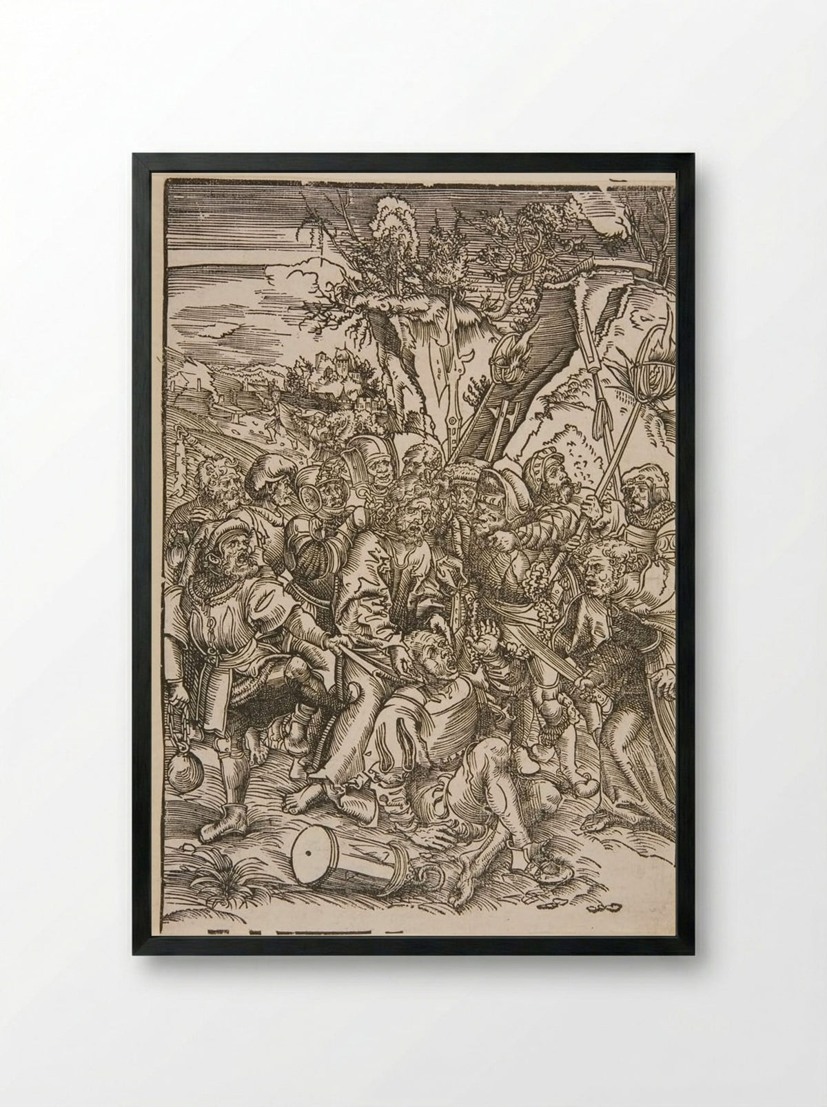 Arrest of Christ - Lucas Cranach the Elder - Framed Print Black
