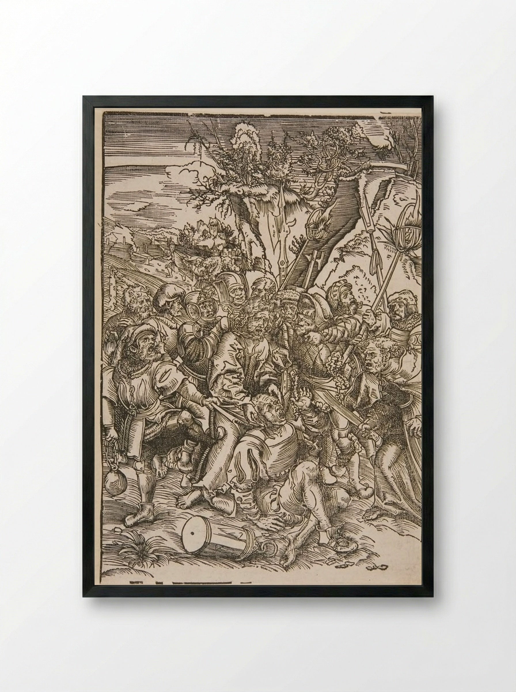 Arrest of Christ - Lucas Cranach the Elder - Framed Print Black
