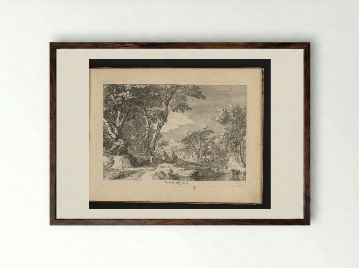 Arrivée au giste - Gaspard Duchange - Framed Print Dark Wood