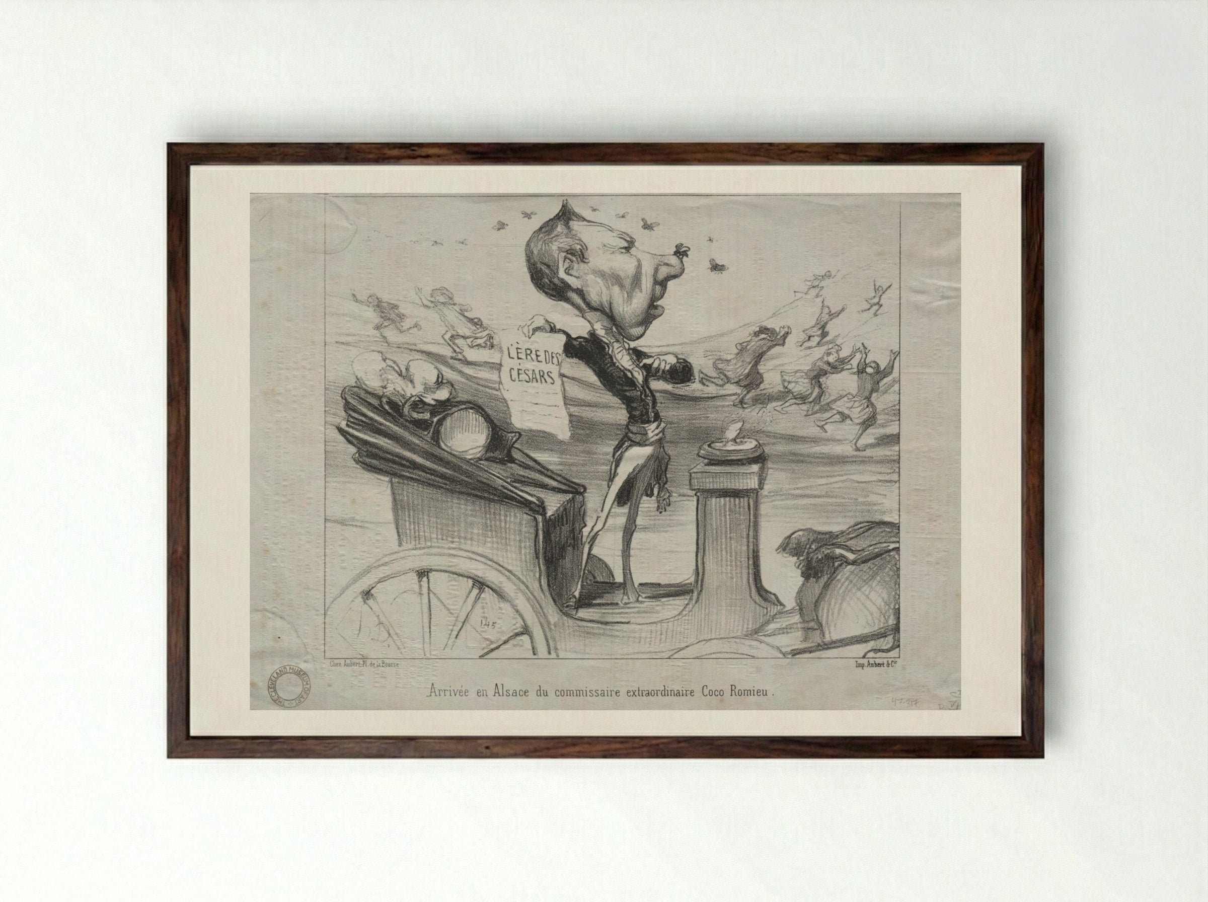 Arrival in Alsace of the extraordinary commissioner, Coco Romieu - Honoré Daumier - Framed Print Dark Wood