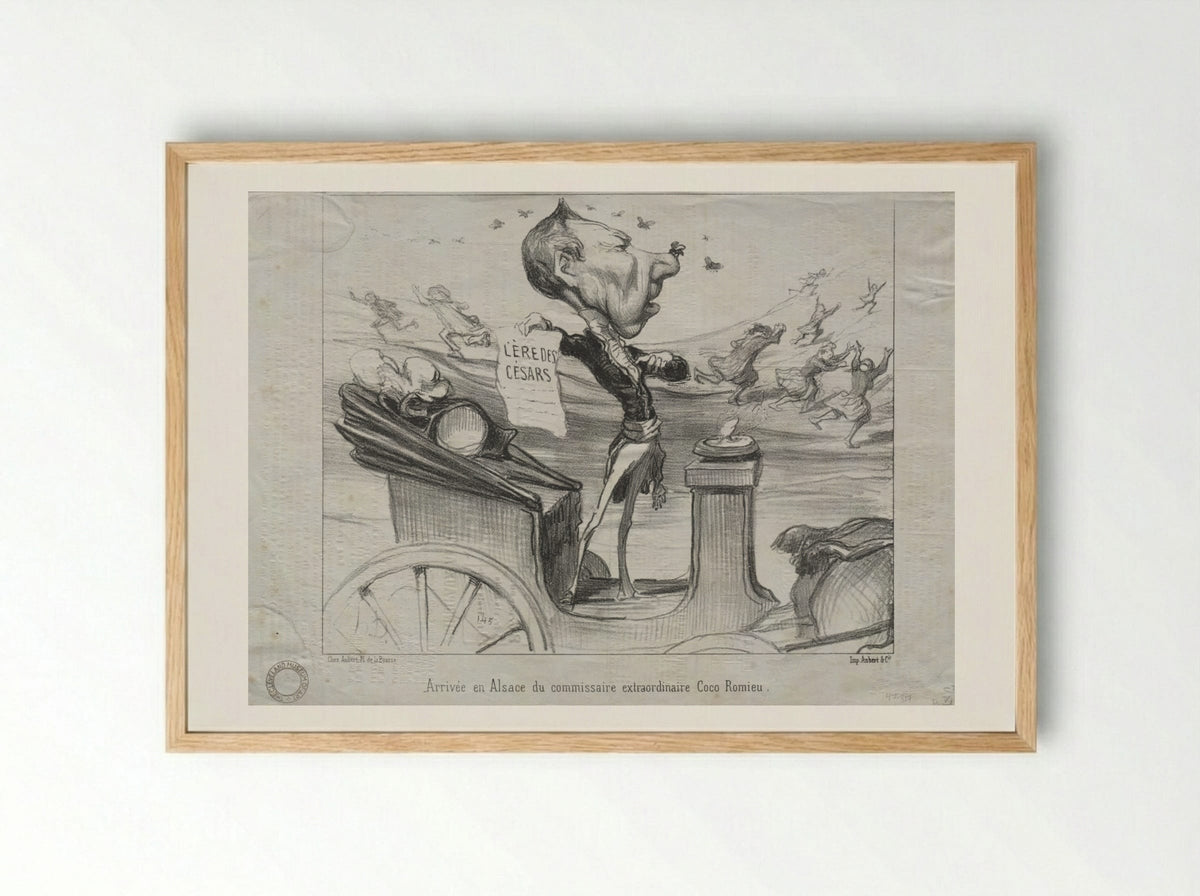 Arrival in Alsace of the extraordinary commissioner, Coco Romieu - Honoré Daumier - Framed Print Wood