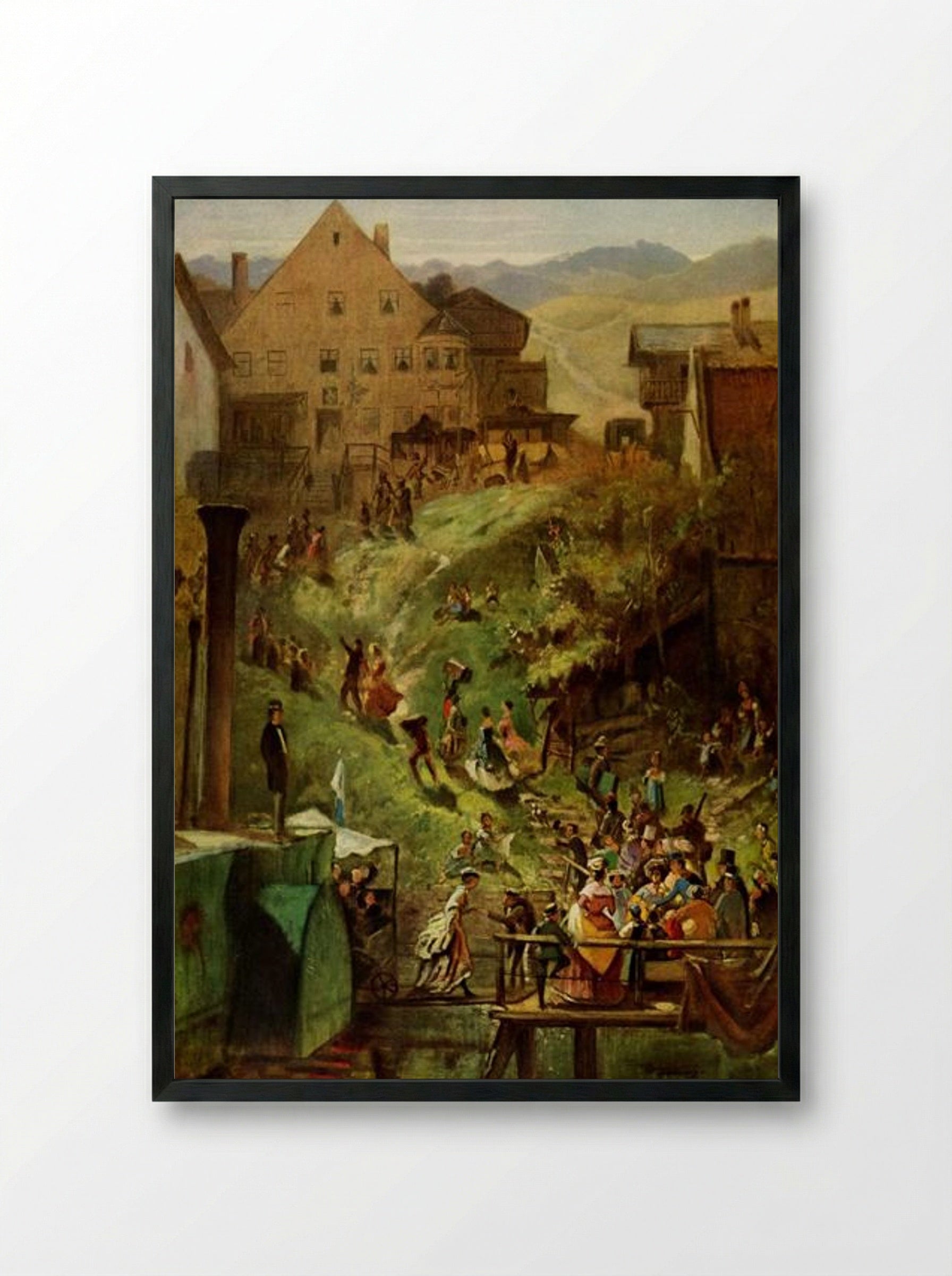 Arrival in Seeshaupt - Carl Spitzweg - Framed Print Black