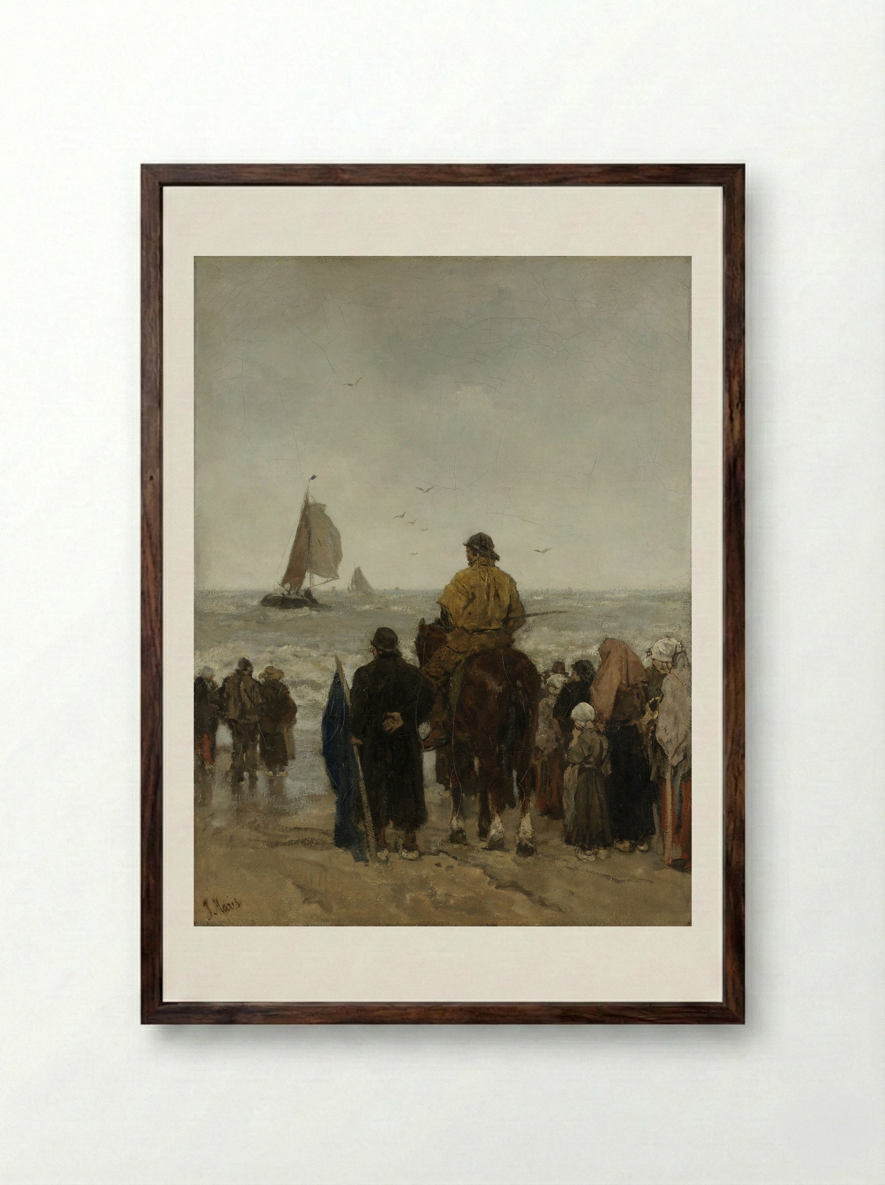 Arrival of the Boats - Jacob Maris - Framed Print Dark Wood