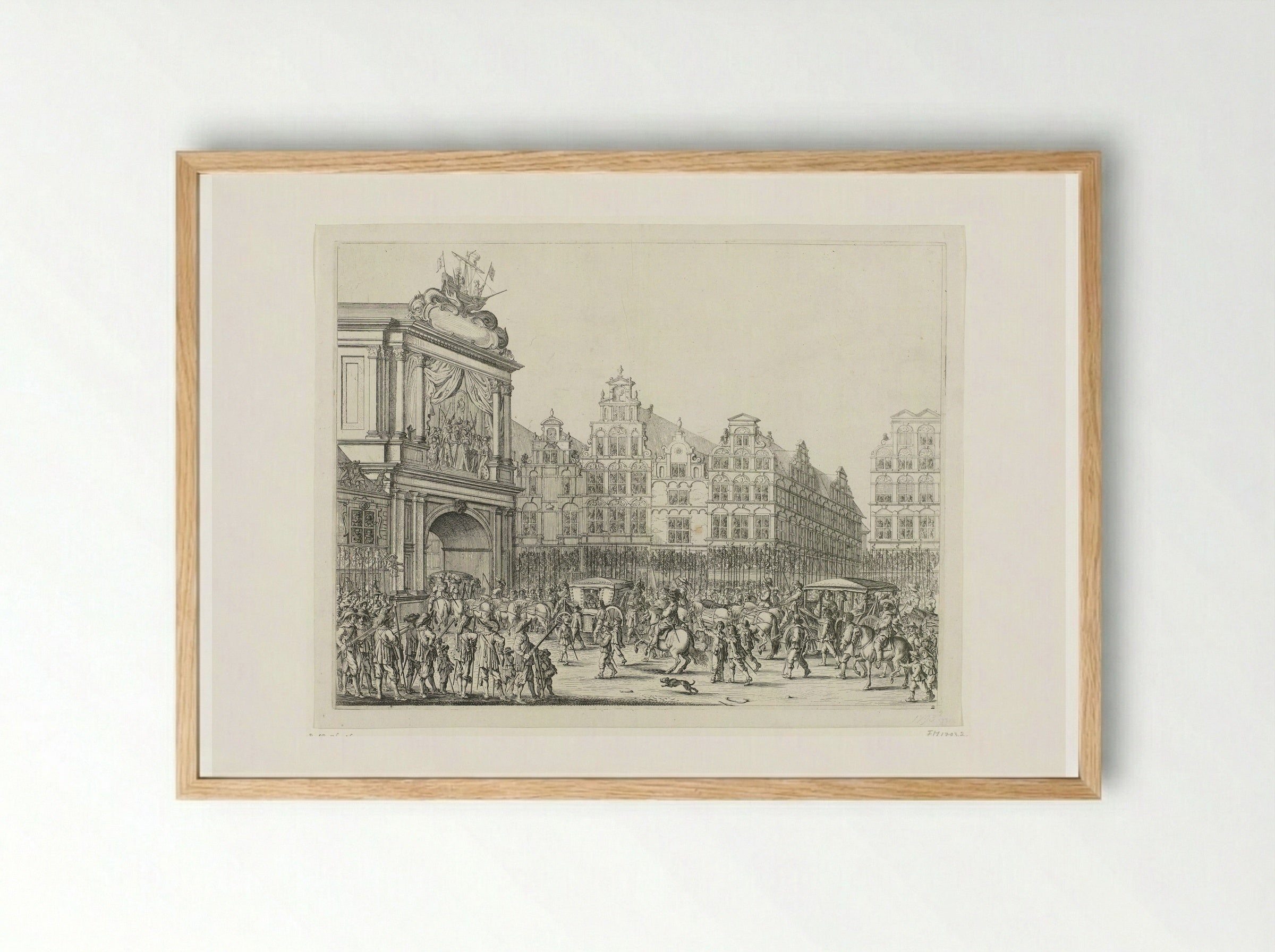 Arrival of the Procession Along the Nieuwerdijk on the Dam - Salomon Savery - Framed Print Wood