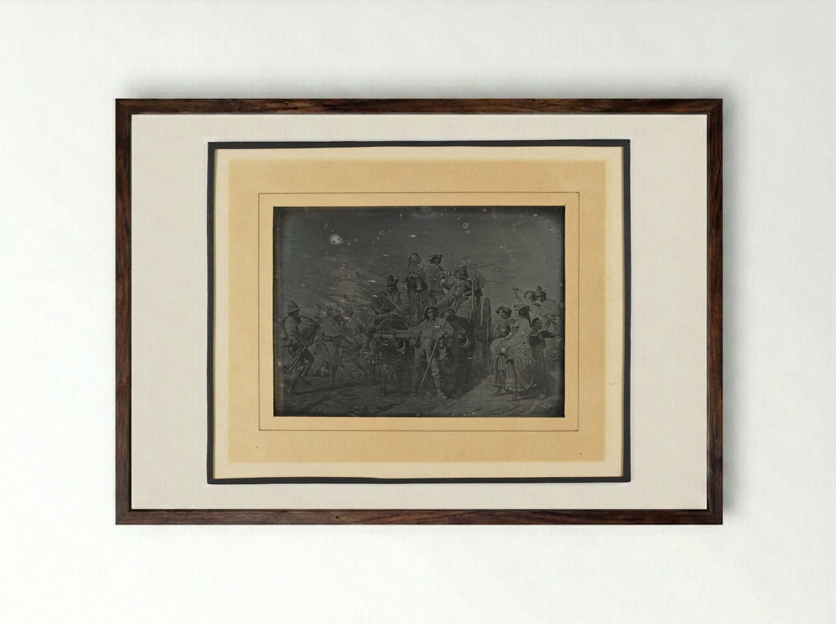 Arrival of the Reapers in the Pontine Marshes - Vincent Chevallier - Framed Print Dark Wood