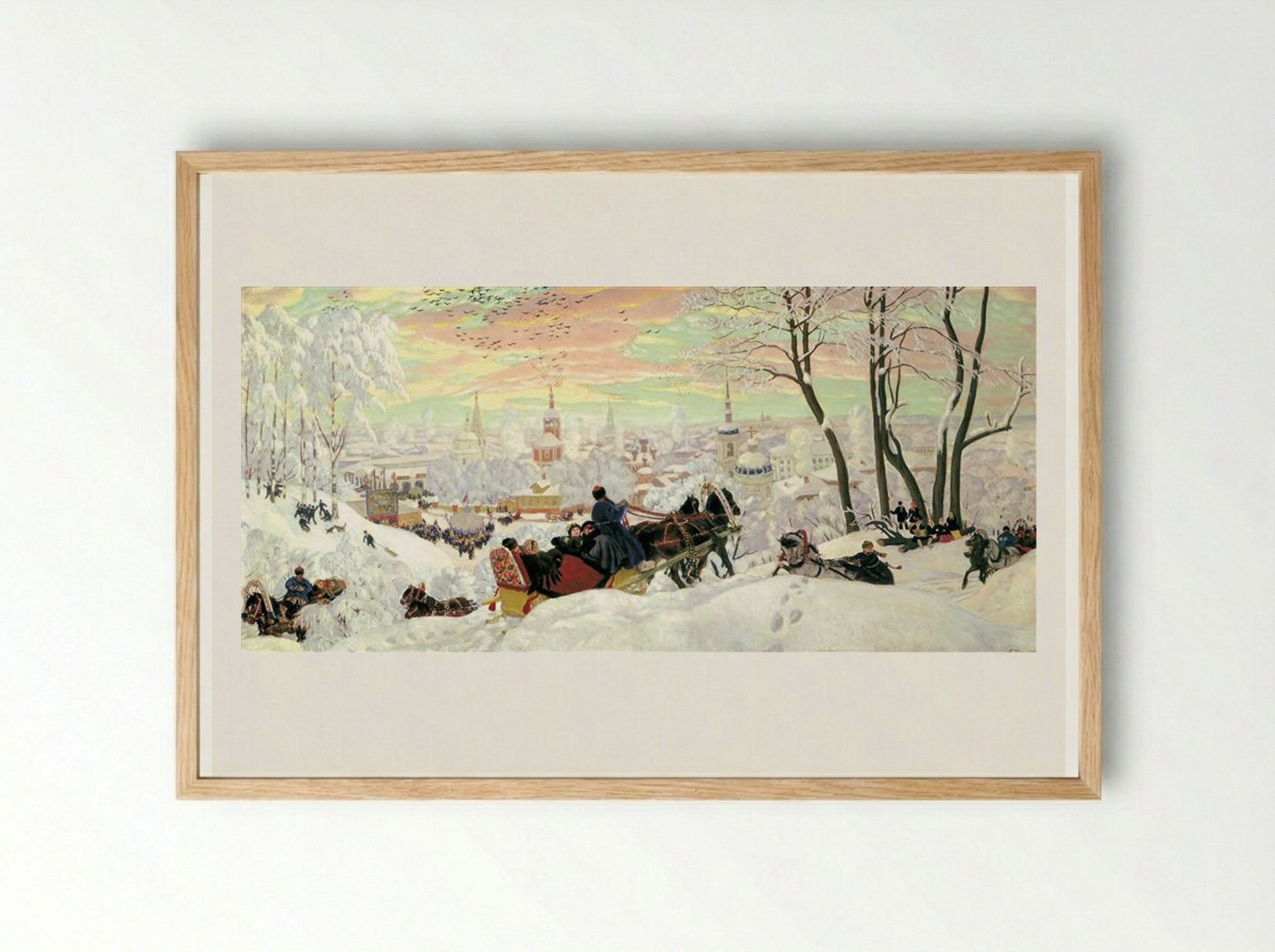 Arriving for Shrovetide - Boris Kustodiev - Framed Print Wood