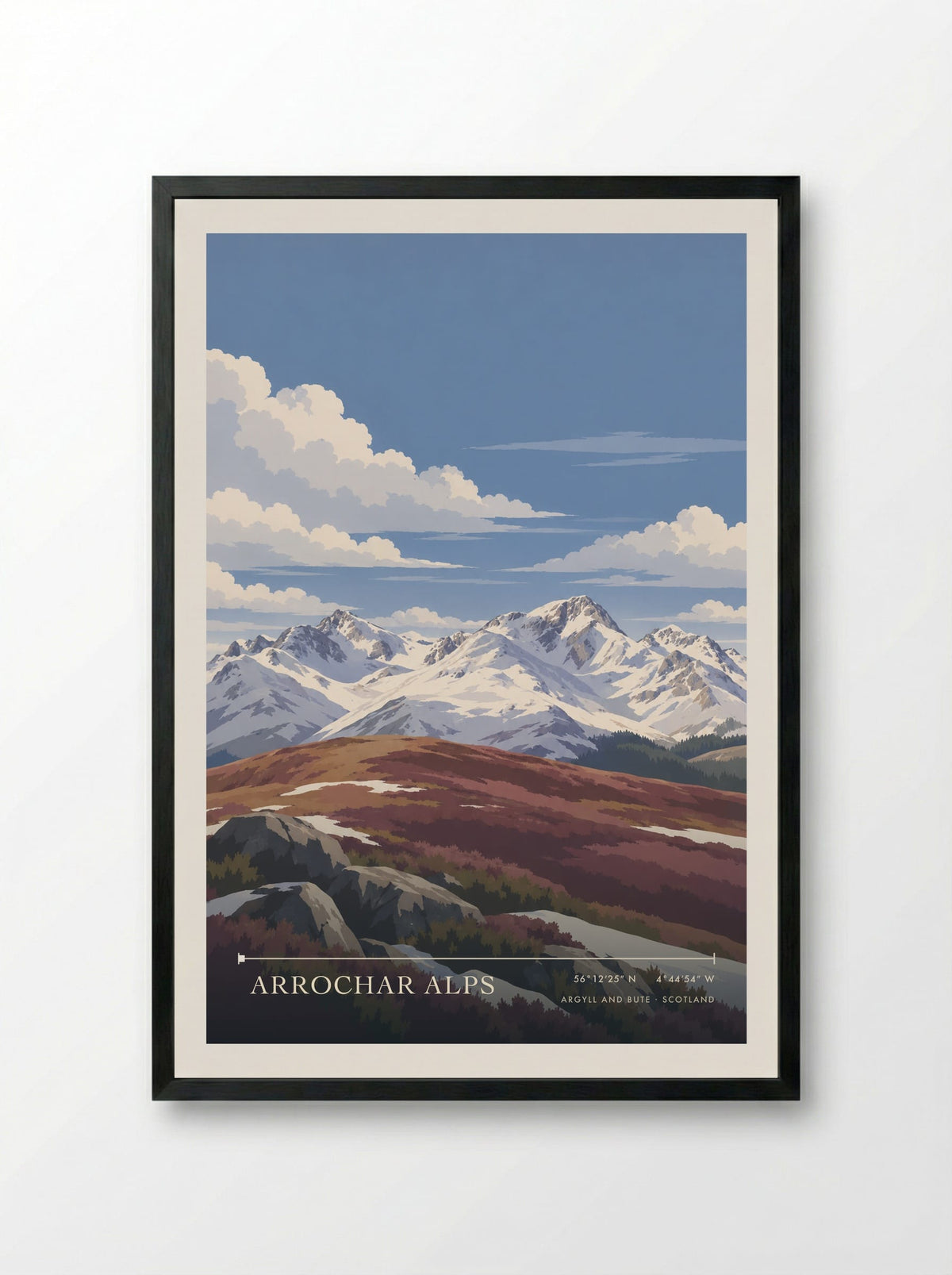 Arrochar Alps, Argyll and Bute | Travel Poster - Framed Print Black