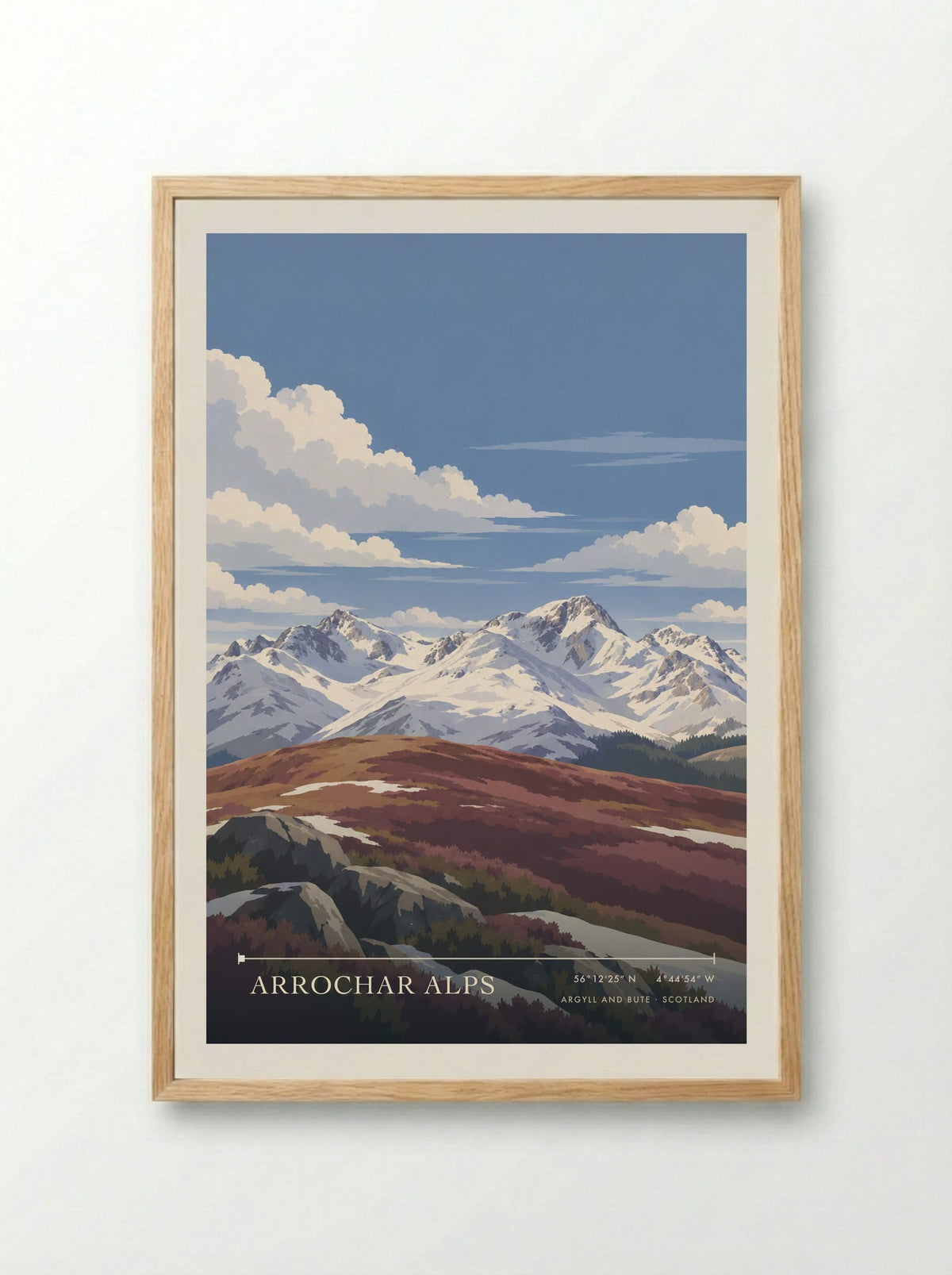 Arrochar Alps, Argyll and Bute | Travel Poster - Framed Print Wood