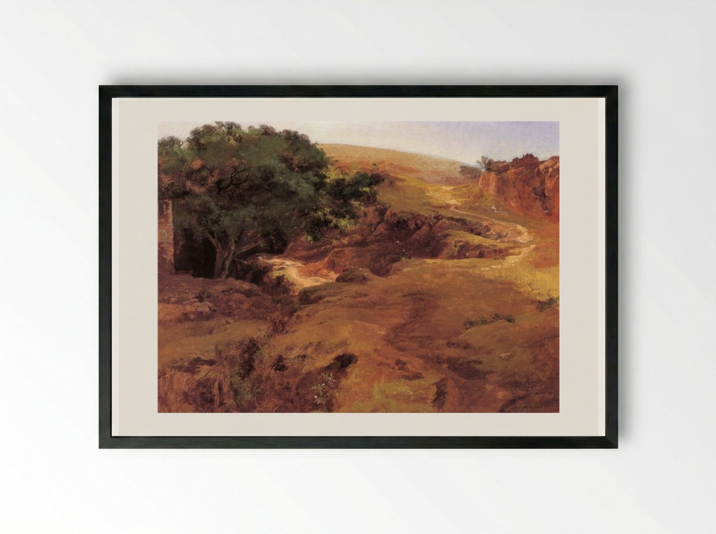 Arroyo de Tlaxcala - José María Velasco - Framed Print Black