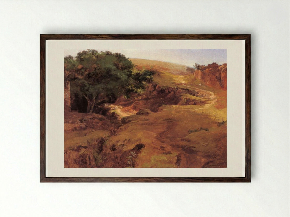 Arroyo de Tlaxcala - José María Velasco - Framed Print Dark Wood