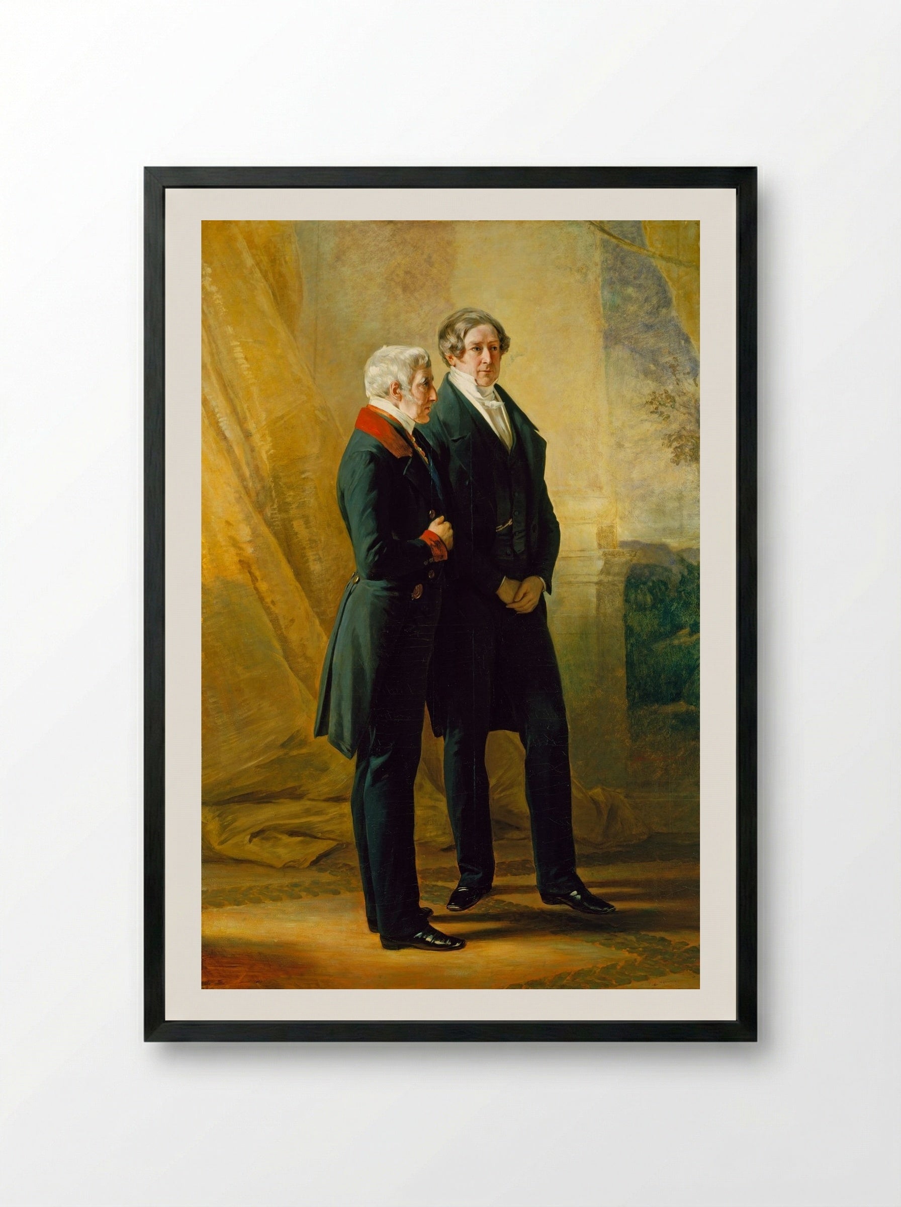 Arthur Wellesley, 1st Duke of Wellington with Sir Robert Peel - Franz Xaver Winterhalter - Framed Print Black