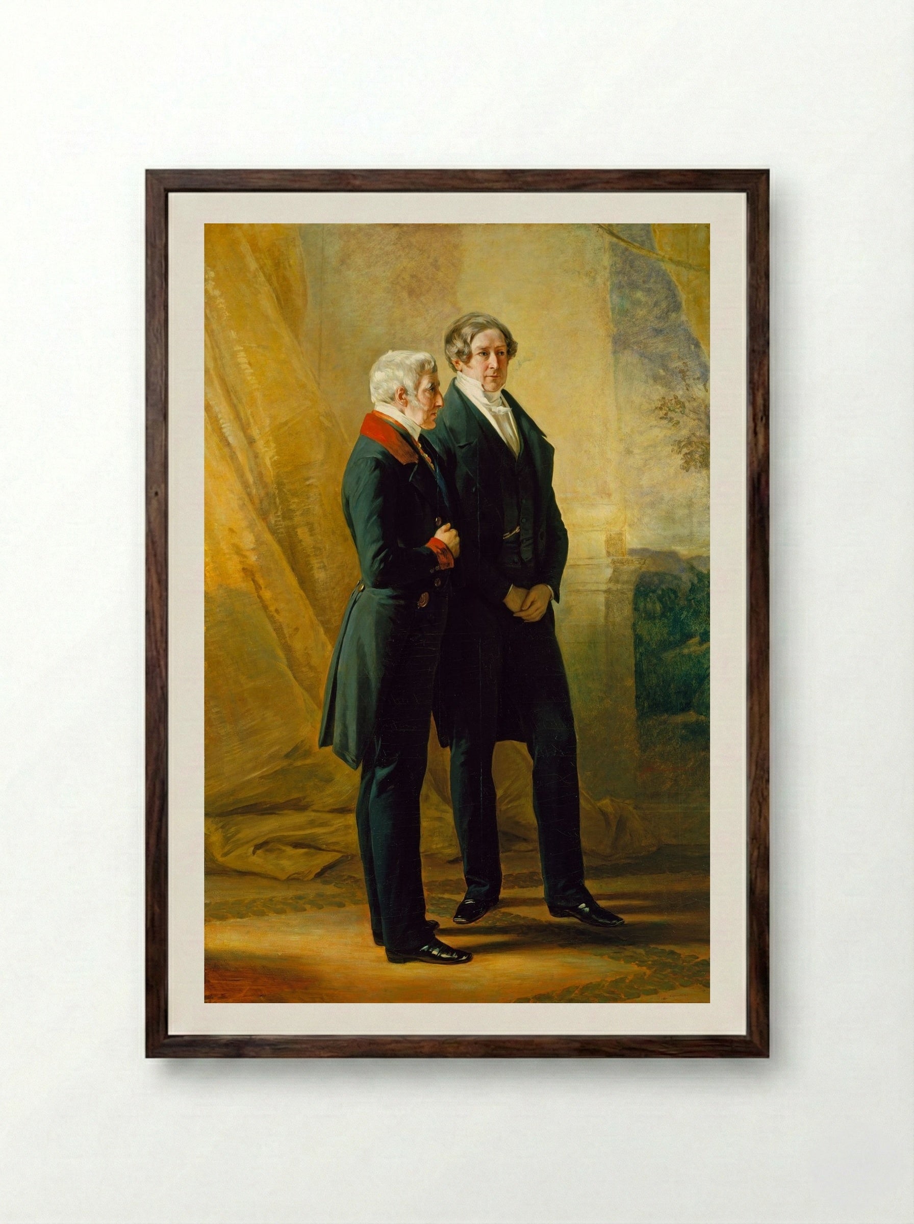 Arthur Wellesley, 1st Duke of Wellington with Sir Robert Peel - Franz Xaver Winterhalter - Framed Print Dark Wood