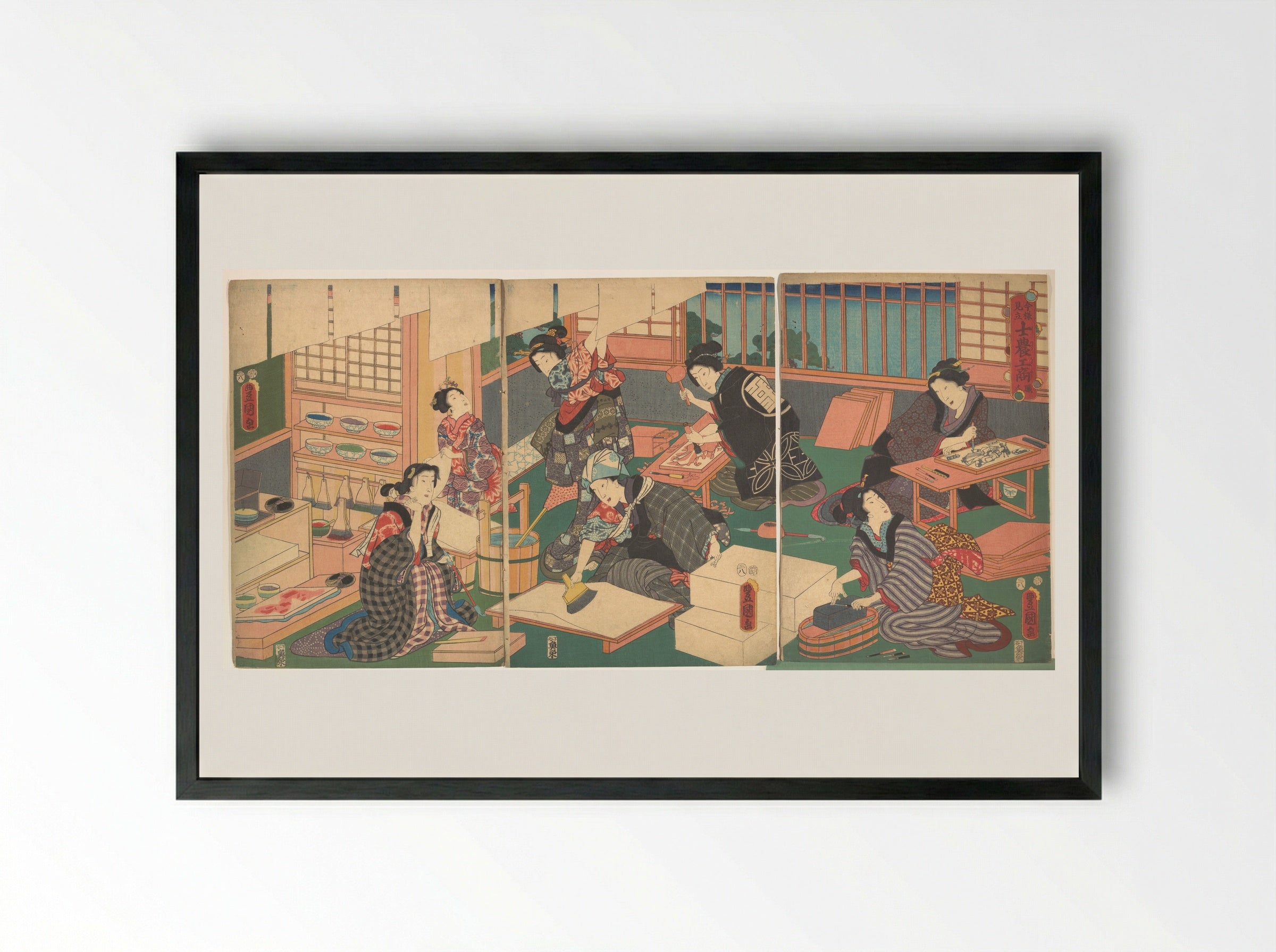 Artisans, from the series An Up-to-Date Parody of the Four Classes - Utagawa Kunisada - Framed Print Black