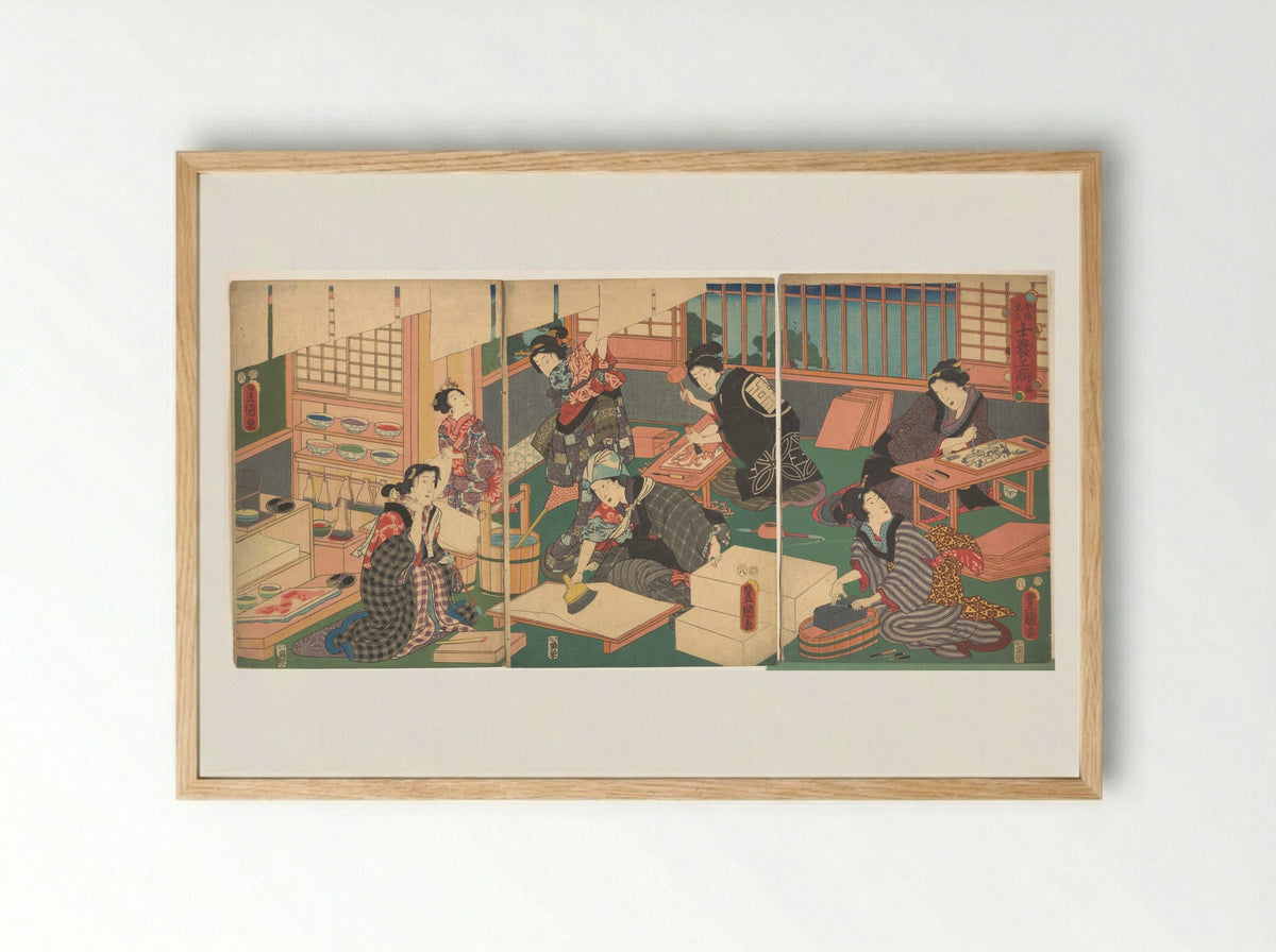 Artisans, from the series An Up-to-Date Parody of the Four Classes - Utagawa Kunisada - Framed Print Wood