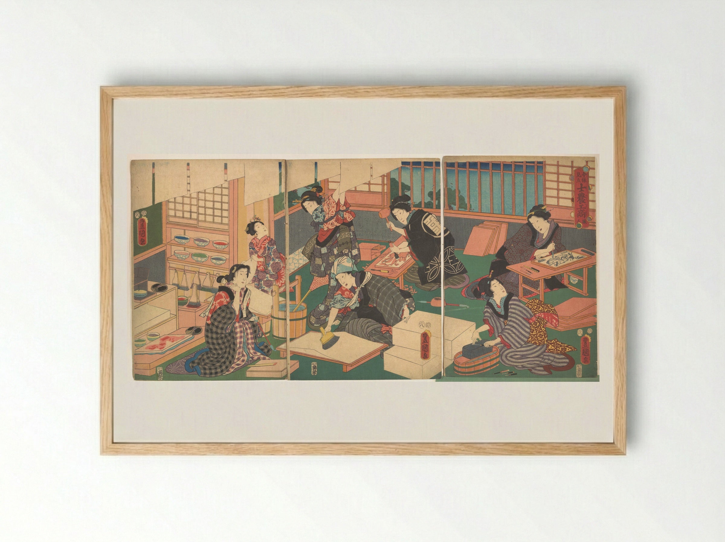 Artisans, from the series An Up-to-Date Parody of the Four Classes - Utagawa Kunisada - Framed Print Wood