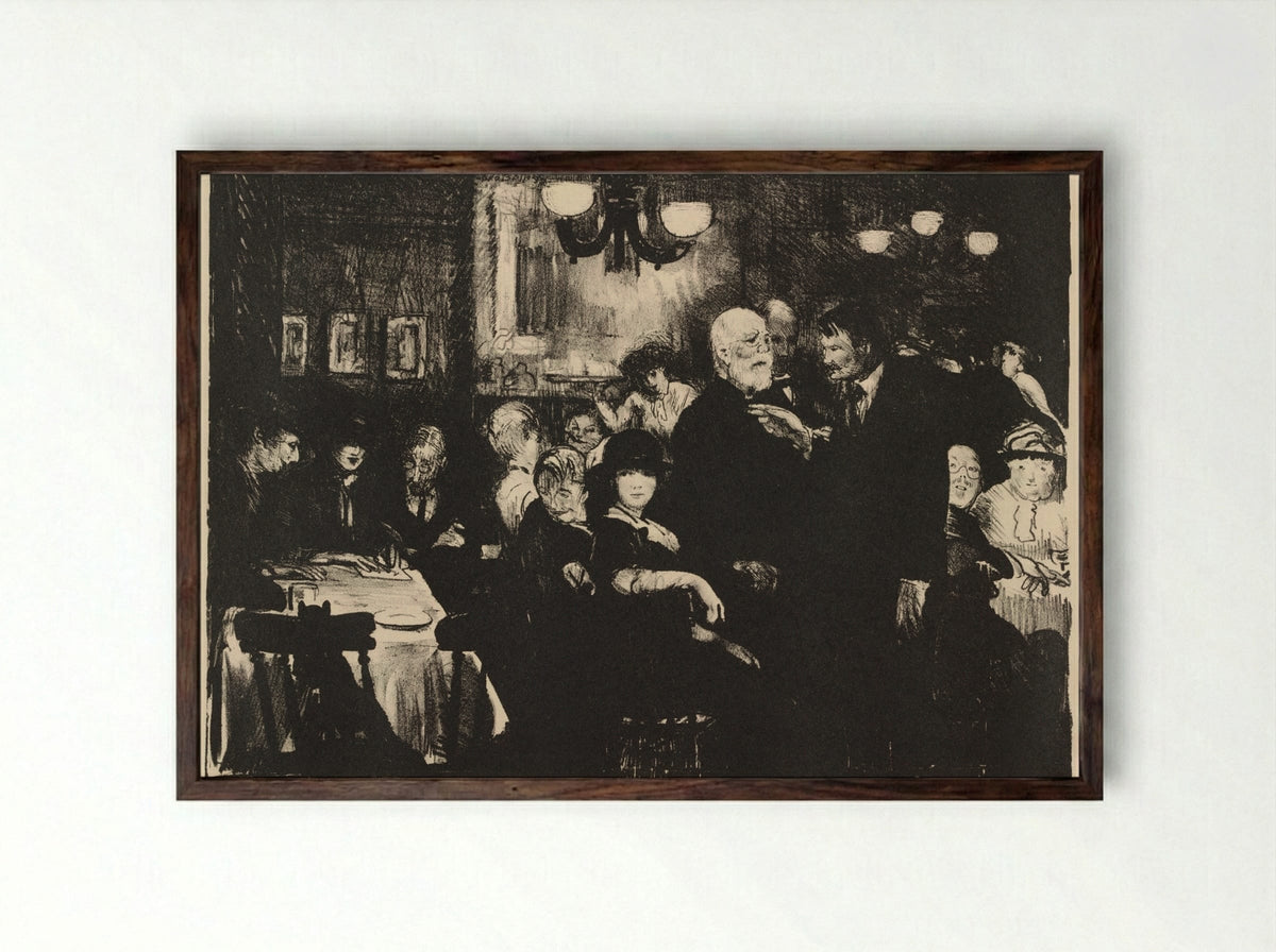 Artist's Evening - George Bellows - Framed Print Dark Wood