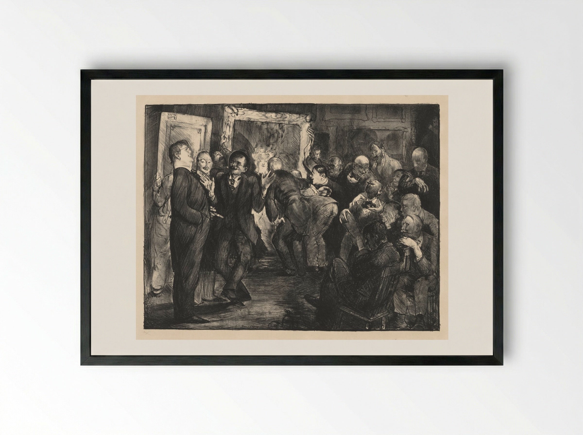 Artists Judging Works of Art - George Bellows - Framed Print Black