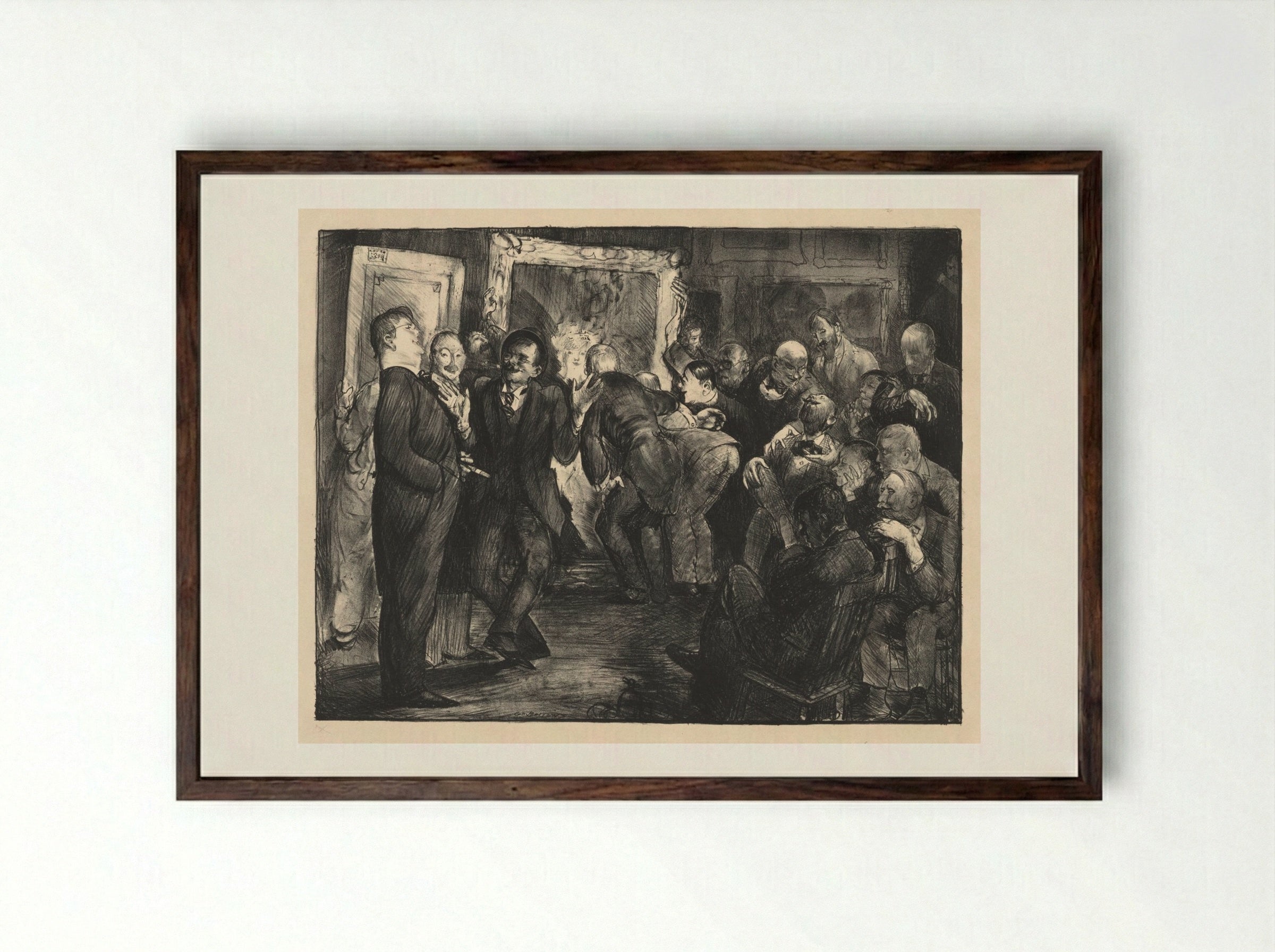 Artists Judging Works of Art - George Bellows - Framed Print Dark Wood