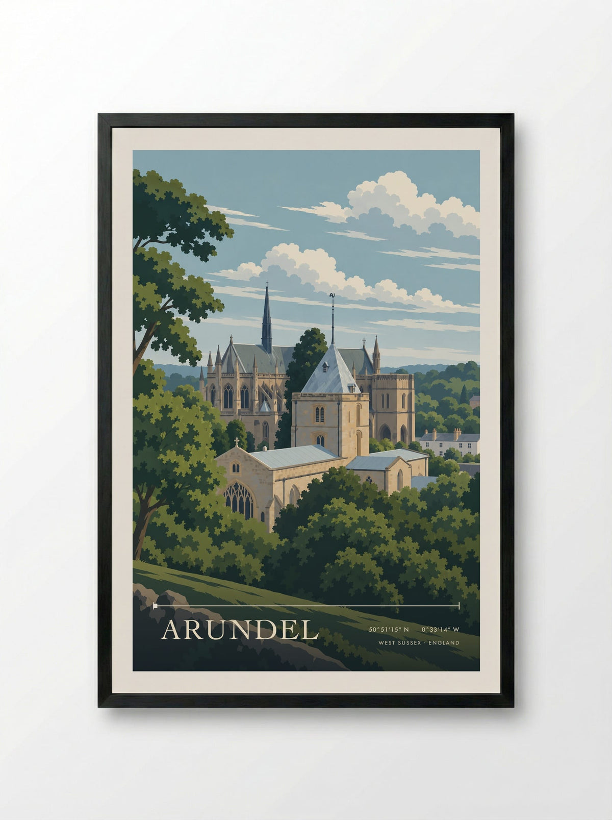 Arundel, West Sussex | Travel Poster - Framed Print Black