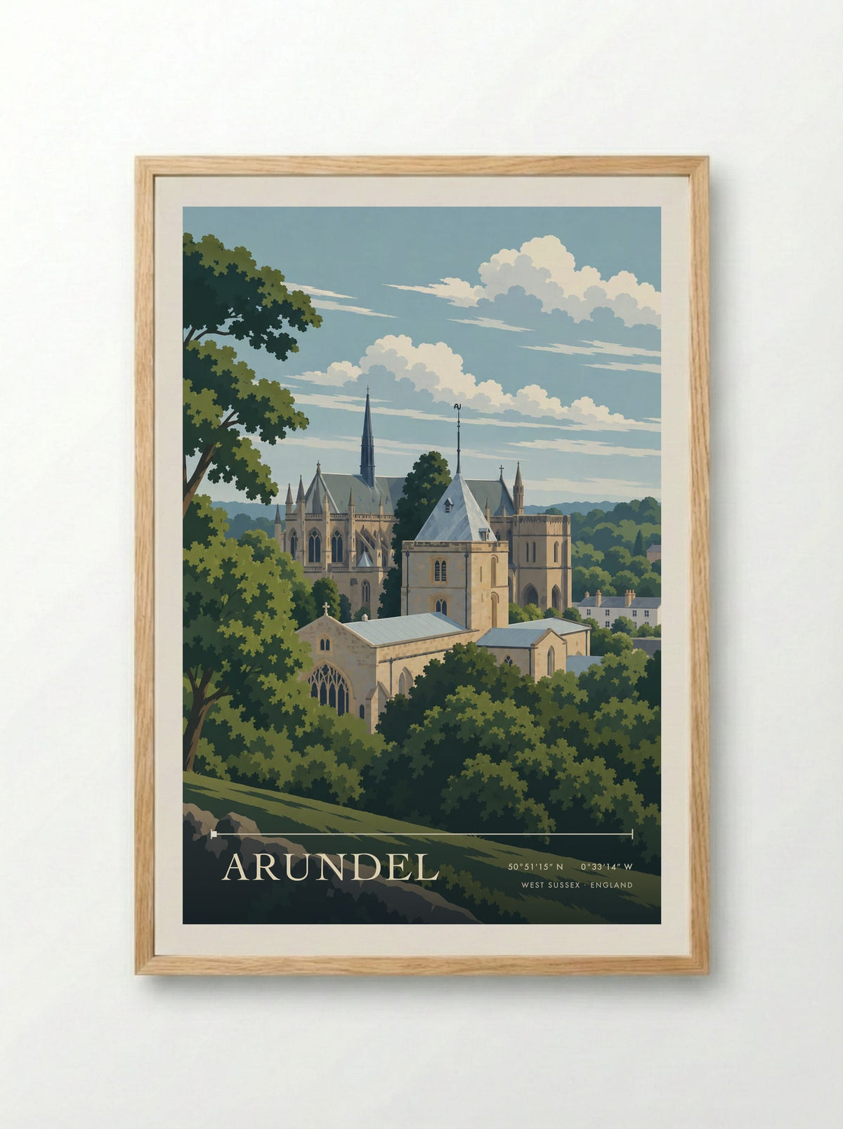 Arundel, West Sussex | Travel Poster - Framed Print Wood