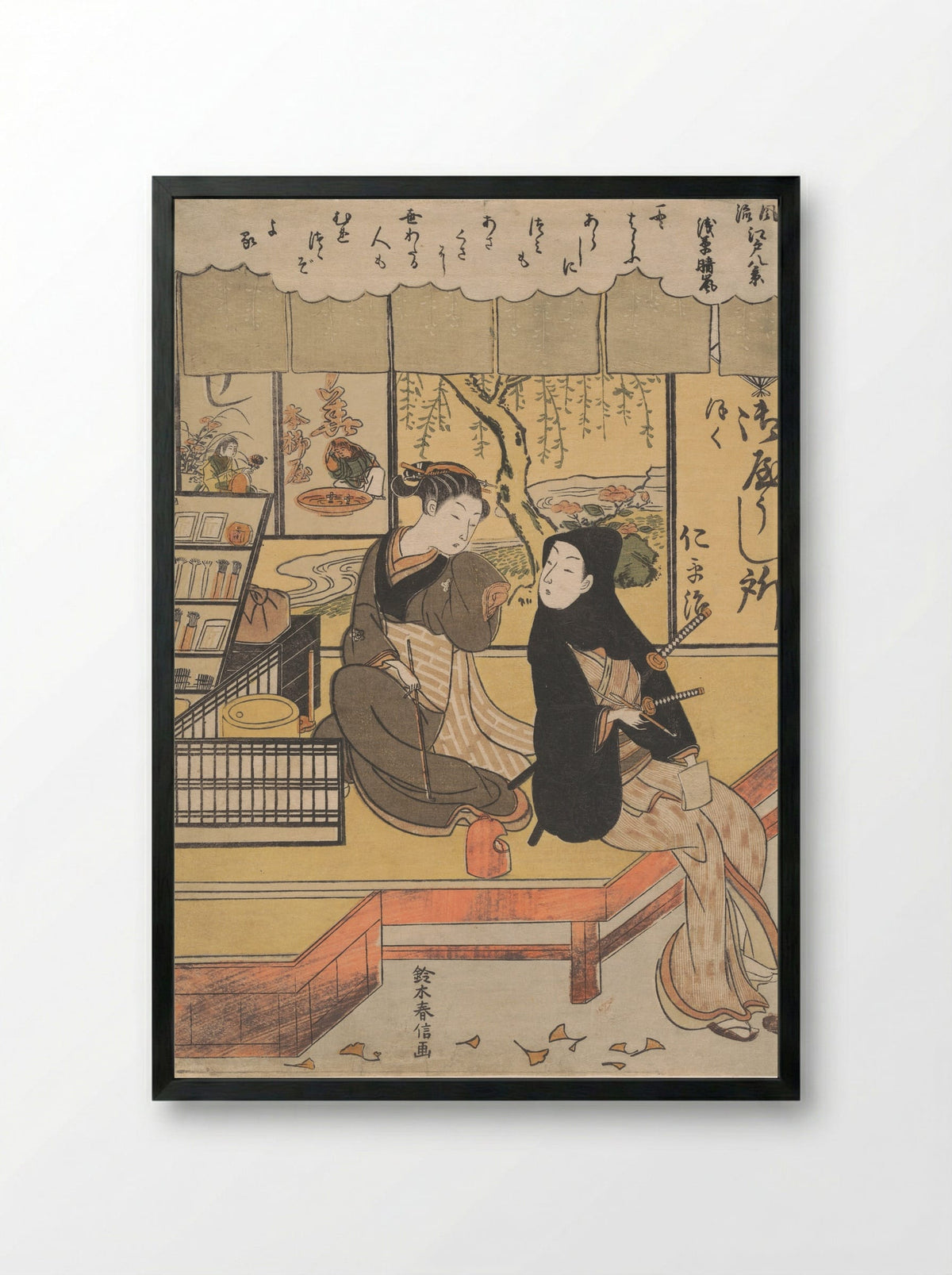 Asakusa Seiran - Suzuki Harunobu - Framed Print Black