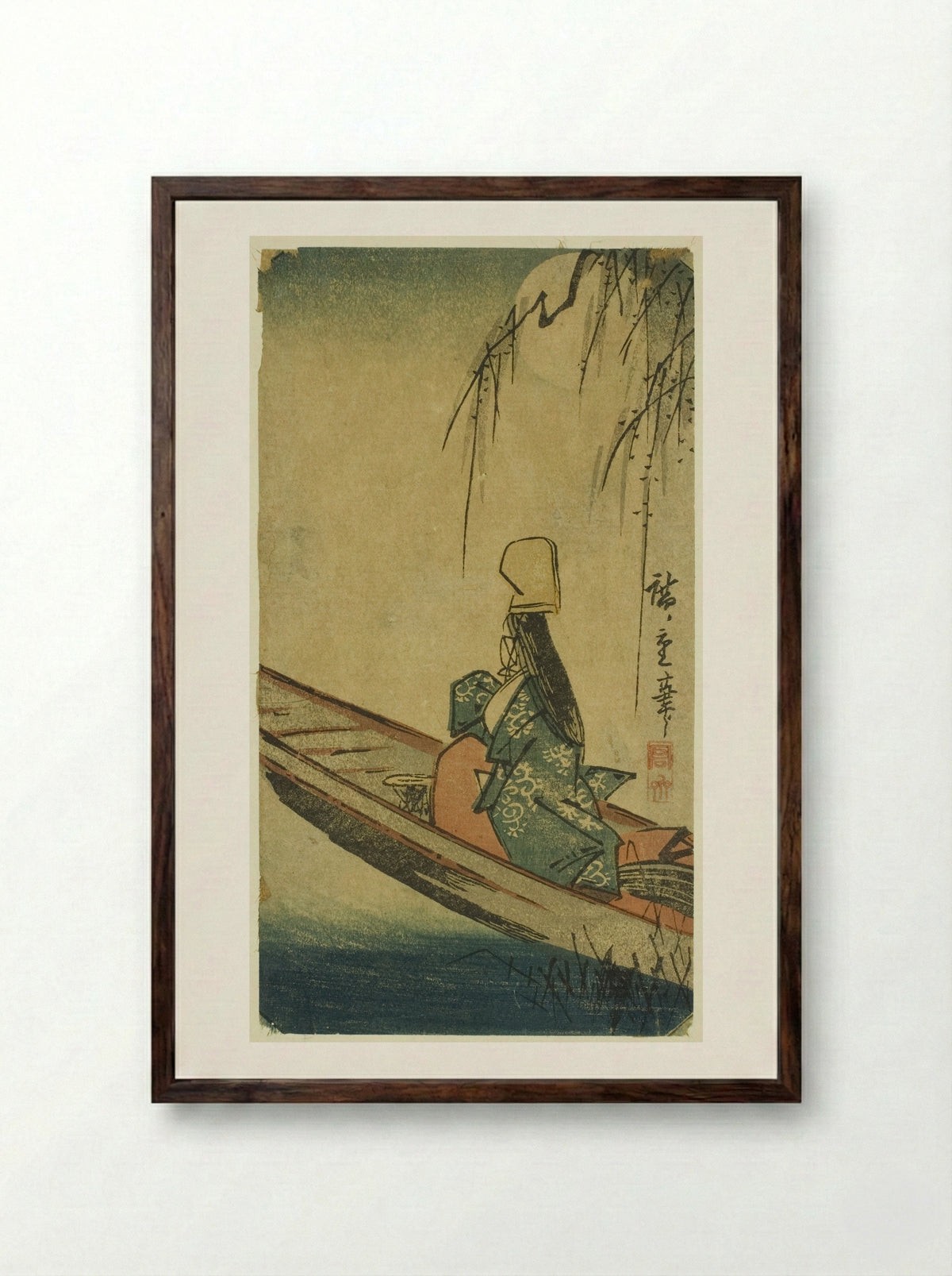 Asazuma Boat - Utagawa Hiroshige - Framed Print Dark Wood