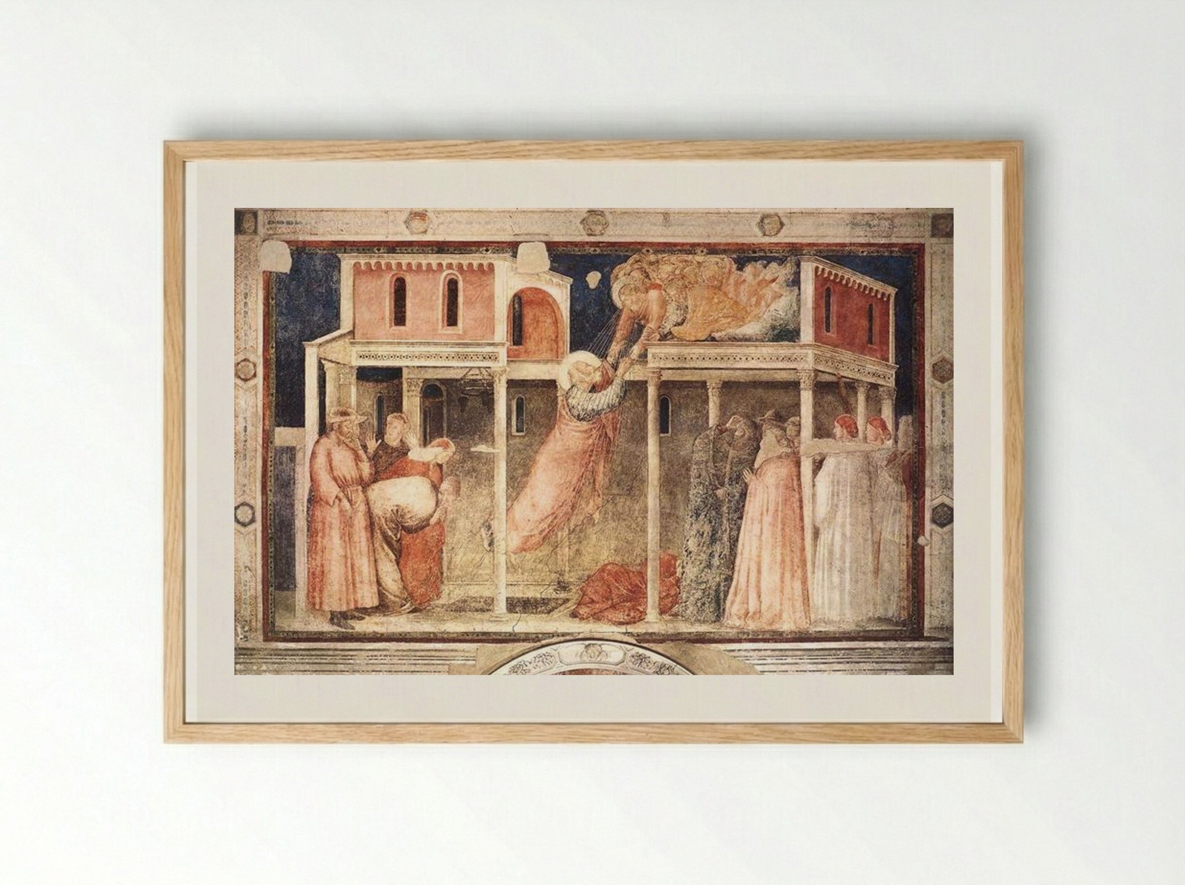 Ascension of Saint John the Evangelist - Giotto di Bondone - Framed Print Wood