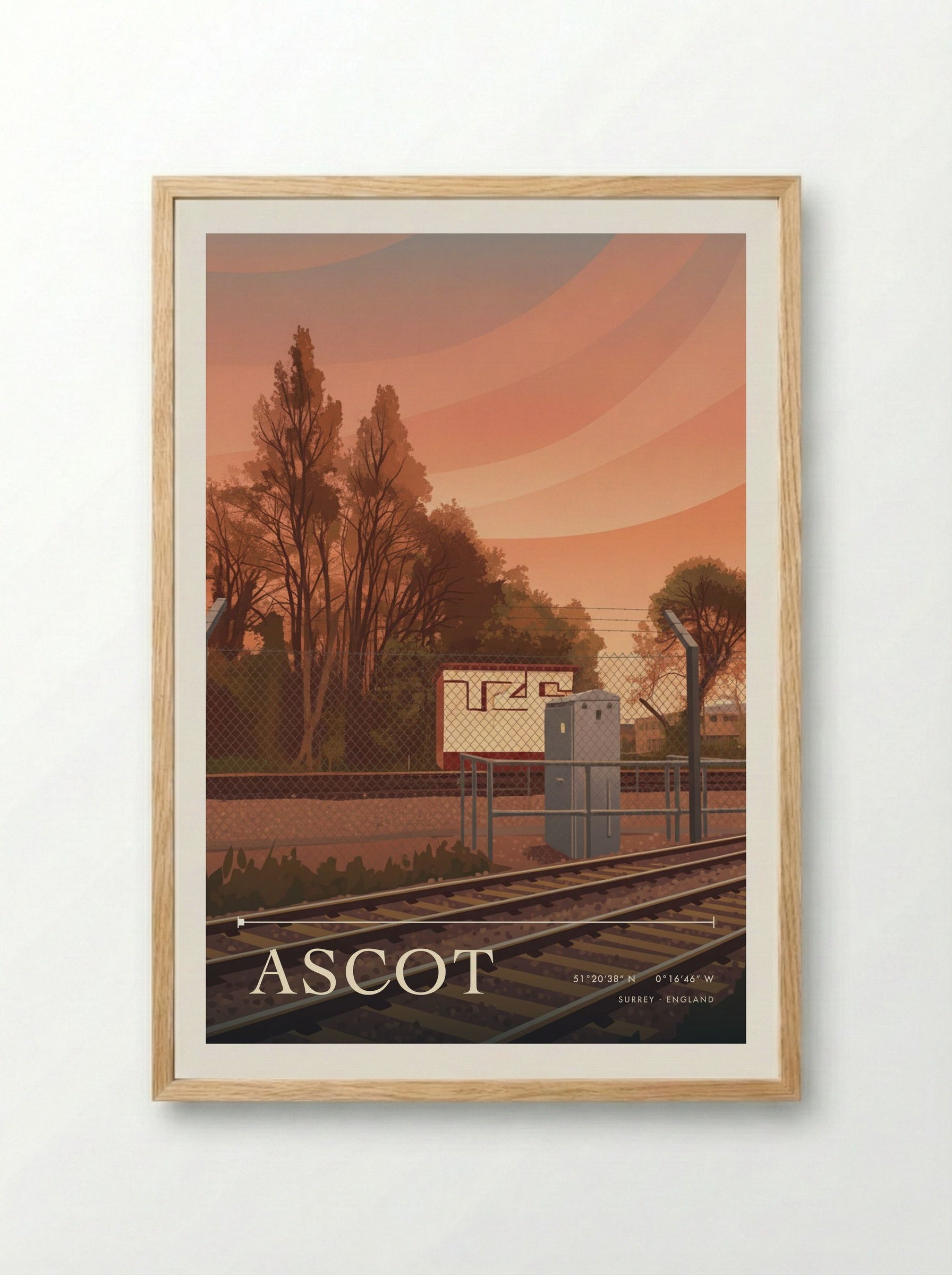 Ascot Surrey England Travel Poster - Framed Print Wood