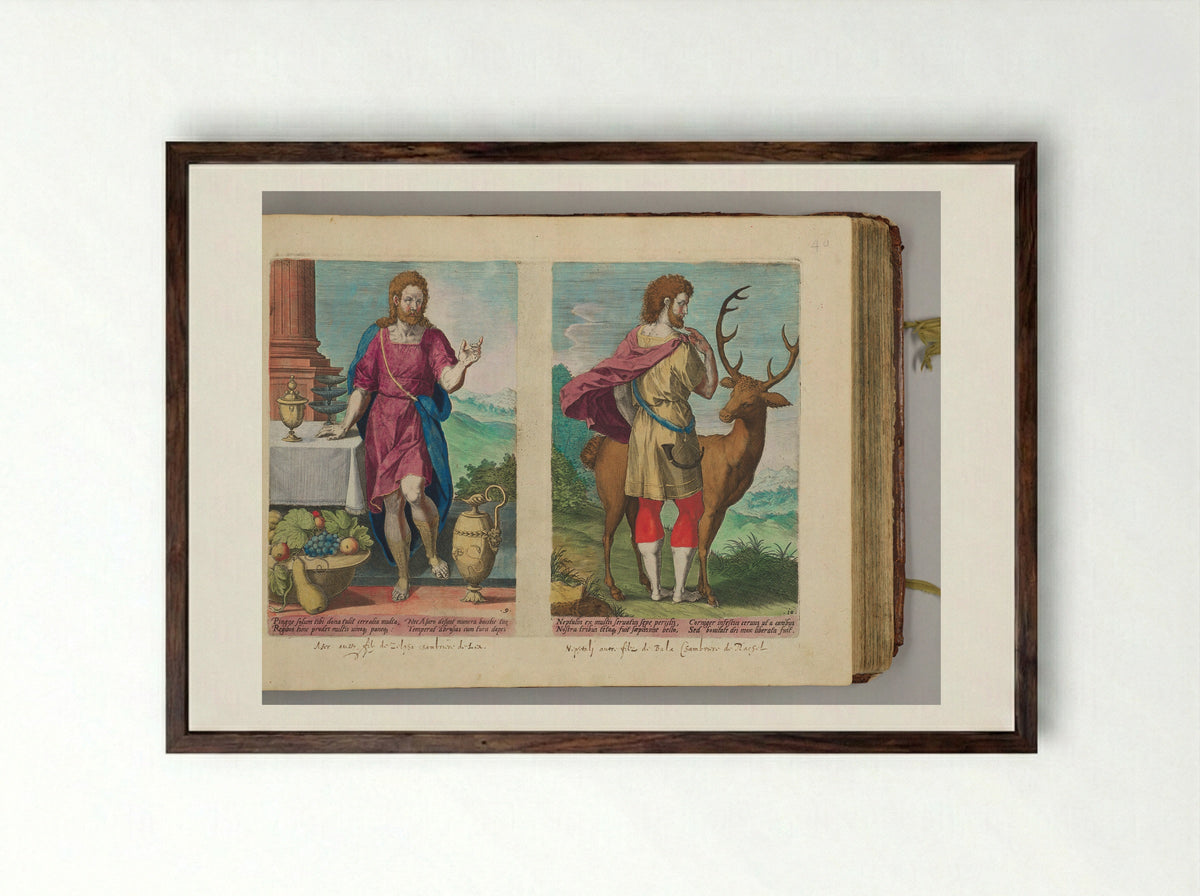 Aser and Nehphtali - Johann Sadeler I - Framed Print Dark Wood