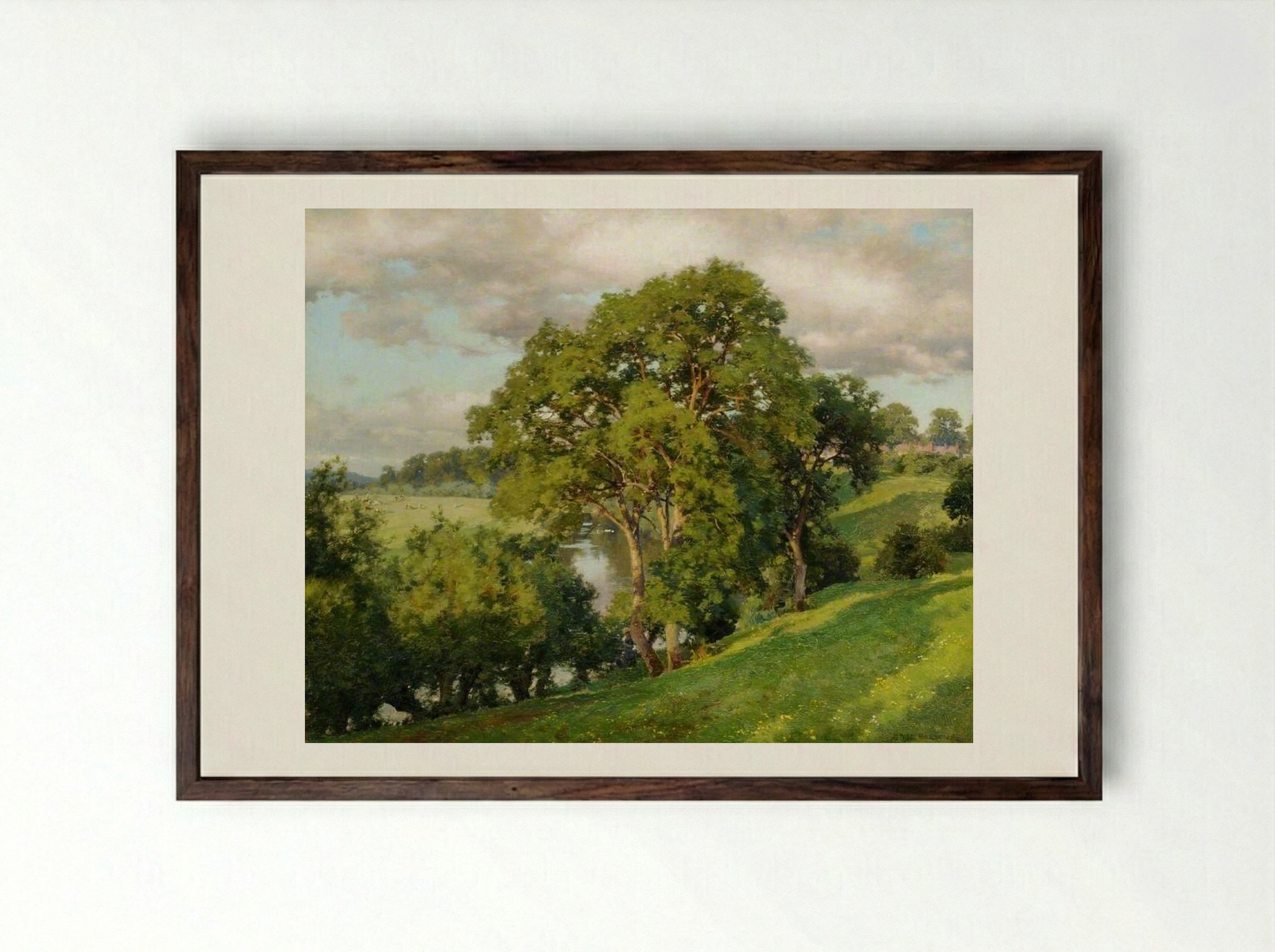 Ash Trees at Cropthorne, Worcestershire - Alfred Parsons - Framed Print Dark Wood