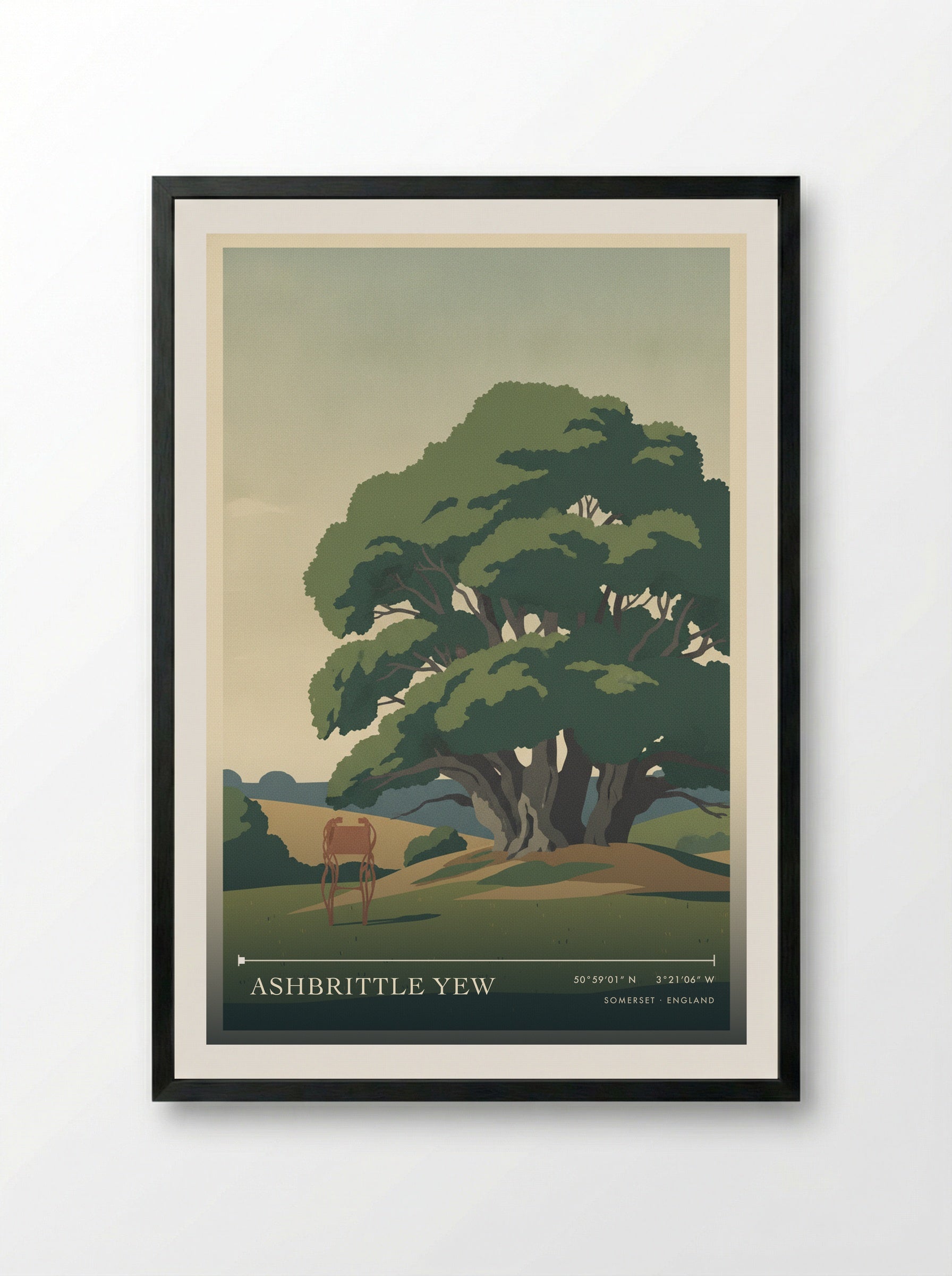 Ashbrittle Yew Somerset England Travel Poster - Framed Print Black