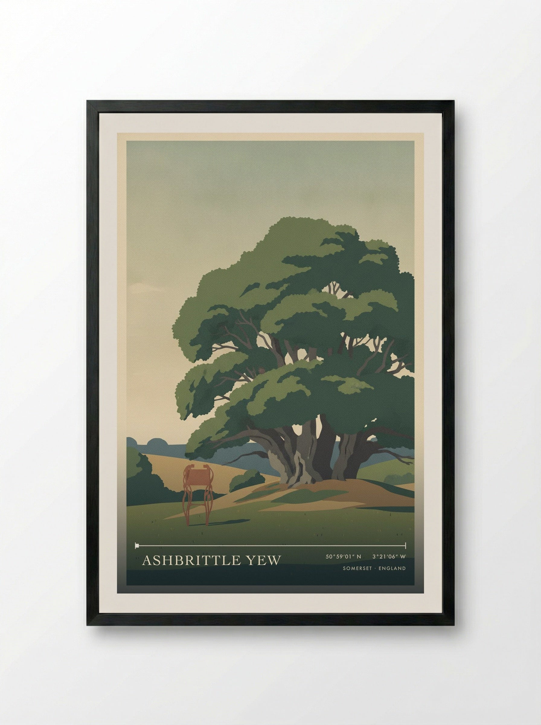 Ashbrittle Yew Somerset England Travel Poster - Framed Print Black