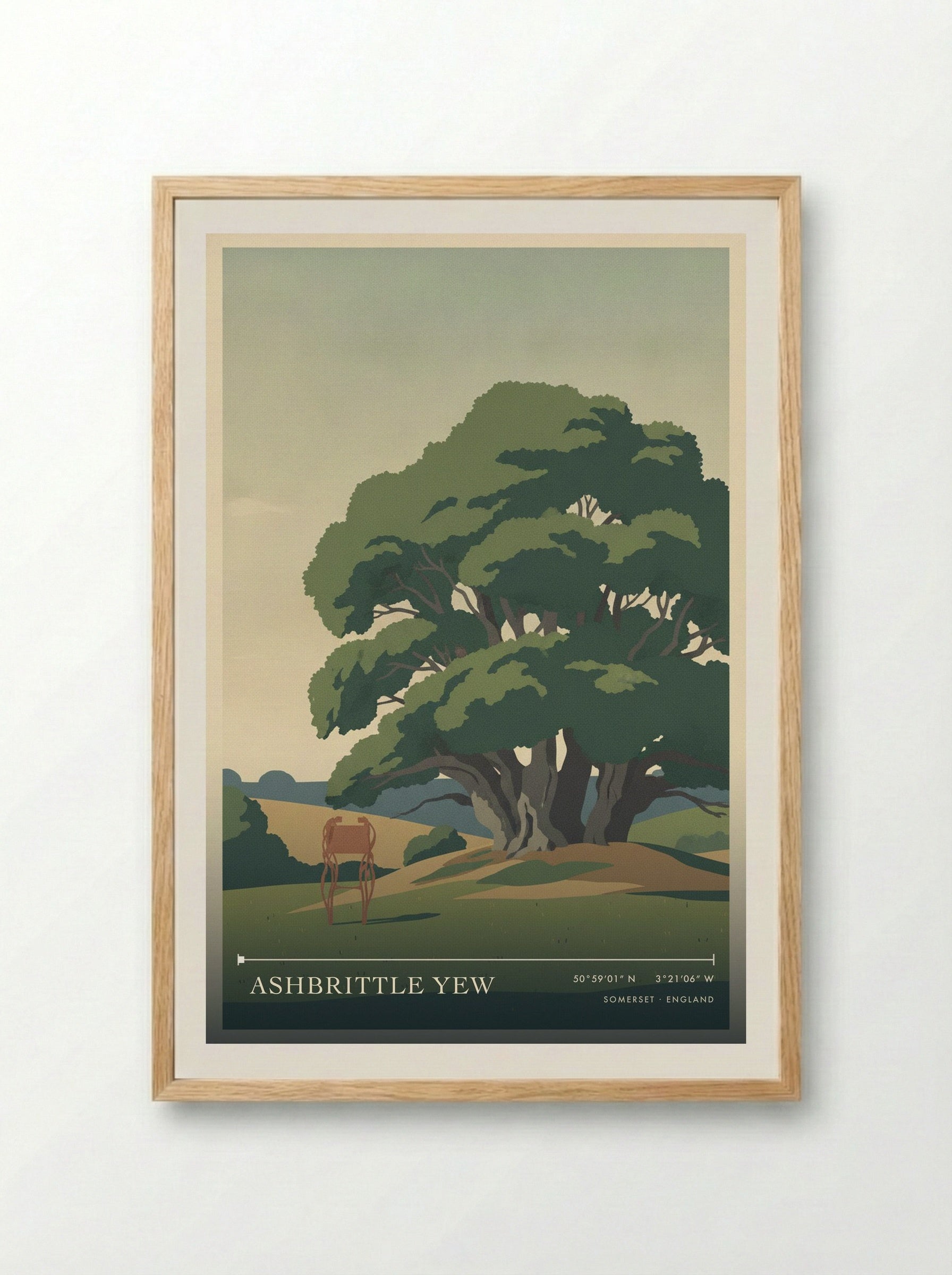 Ashbrittle Yew Somerset England Travel Poster - Framed Print Wood