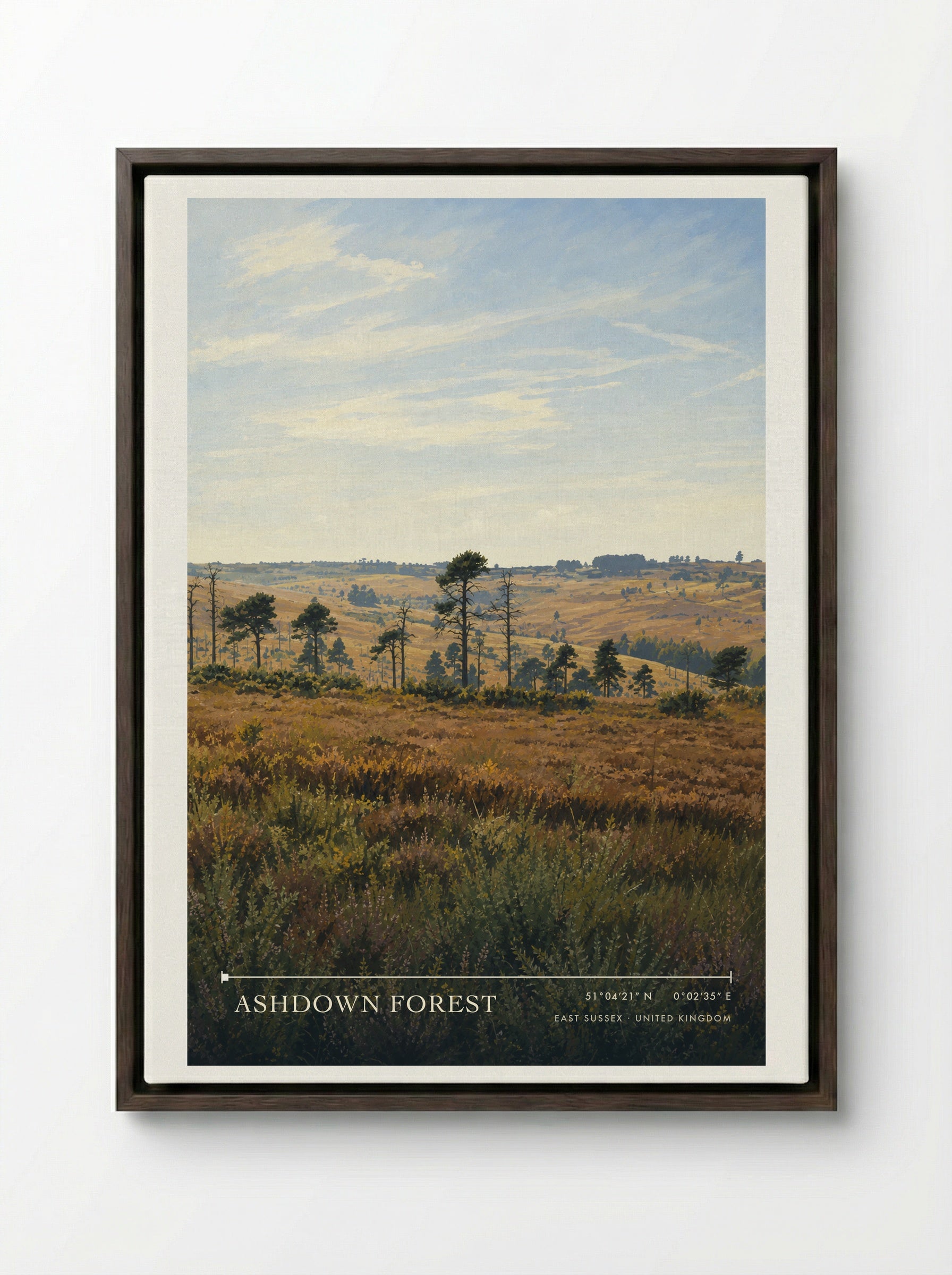 Ashdown Forest East Sussex United Kingdom Travel Poster - Framed Canvas Dark Wood