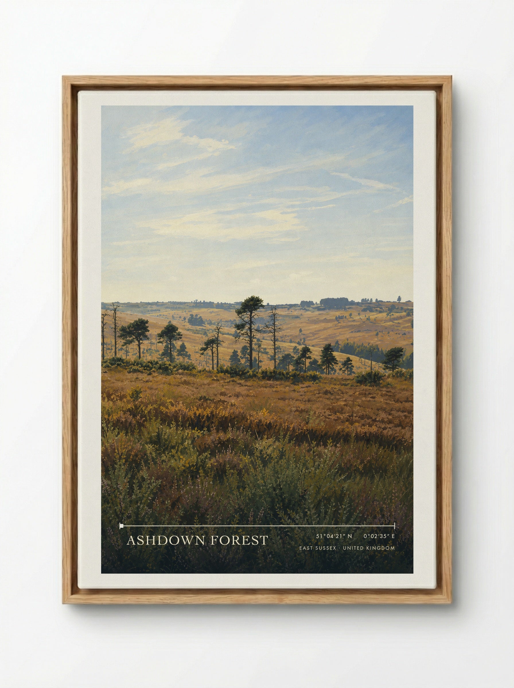 Ashdown Forest East Sussex United Kingdom Travel Poster - Framed Canvas Wood