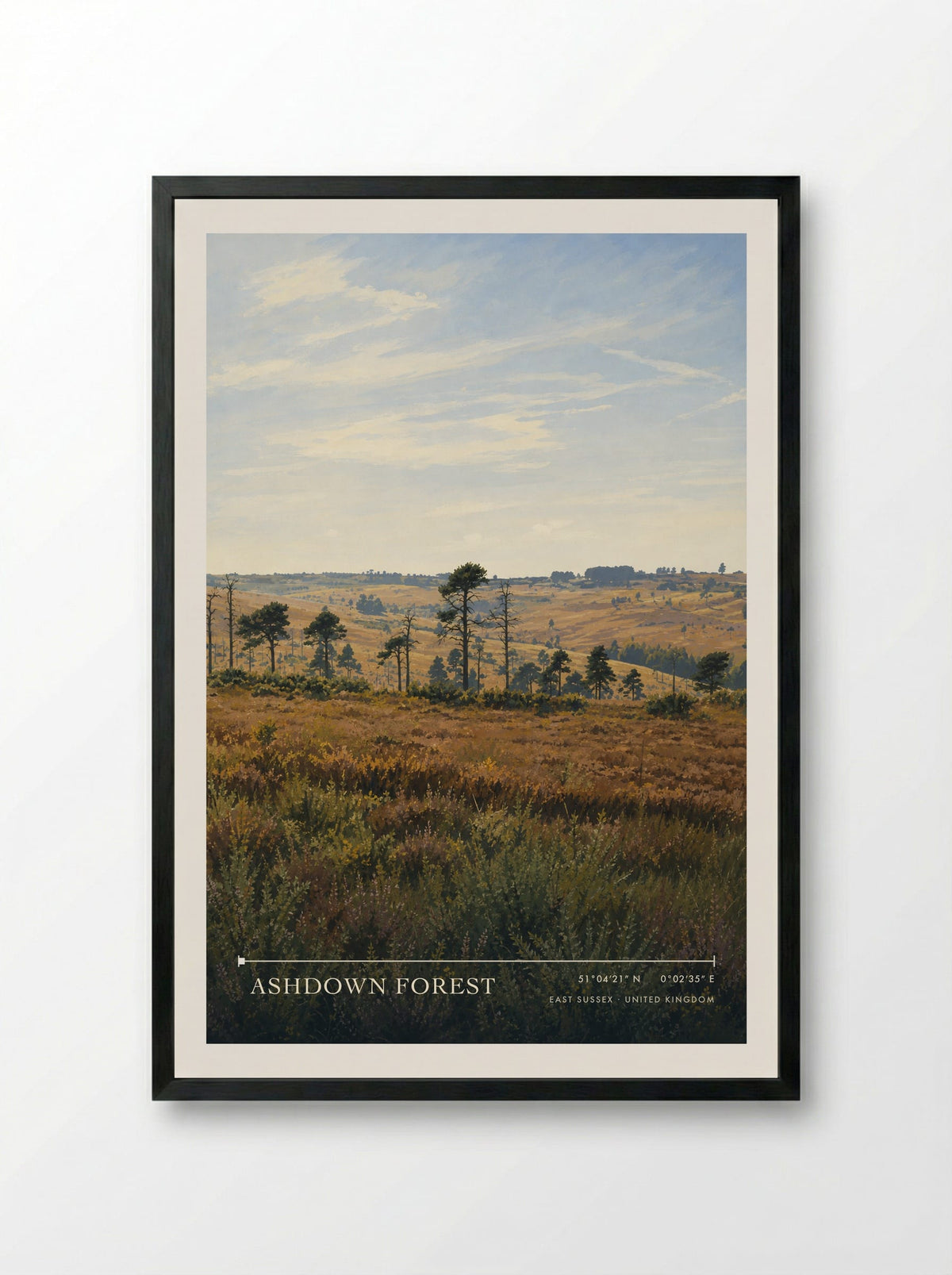 Ashdown Forest East Sussex United Kingdom Travel Poster - Framed Print Black
