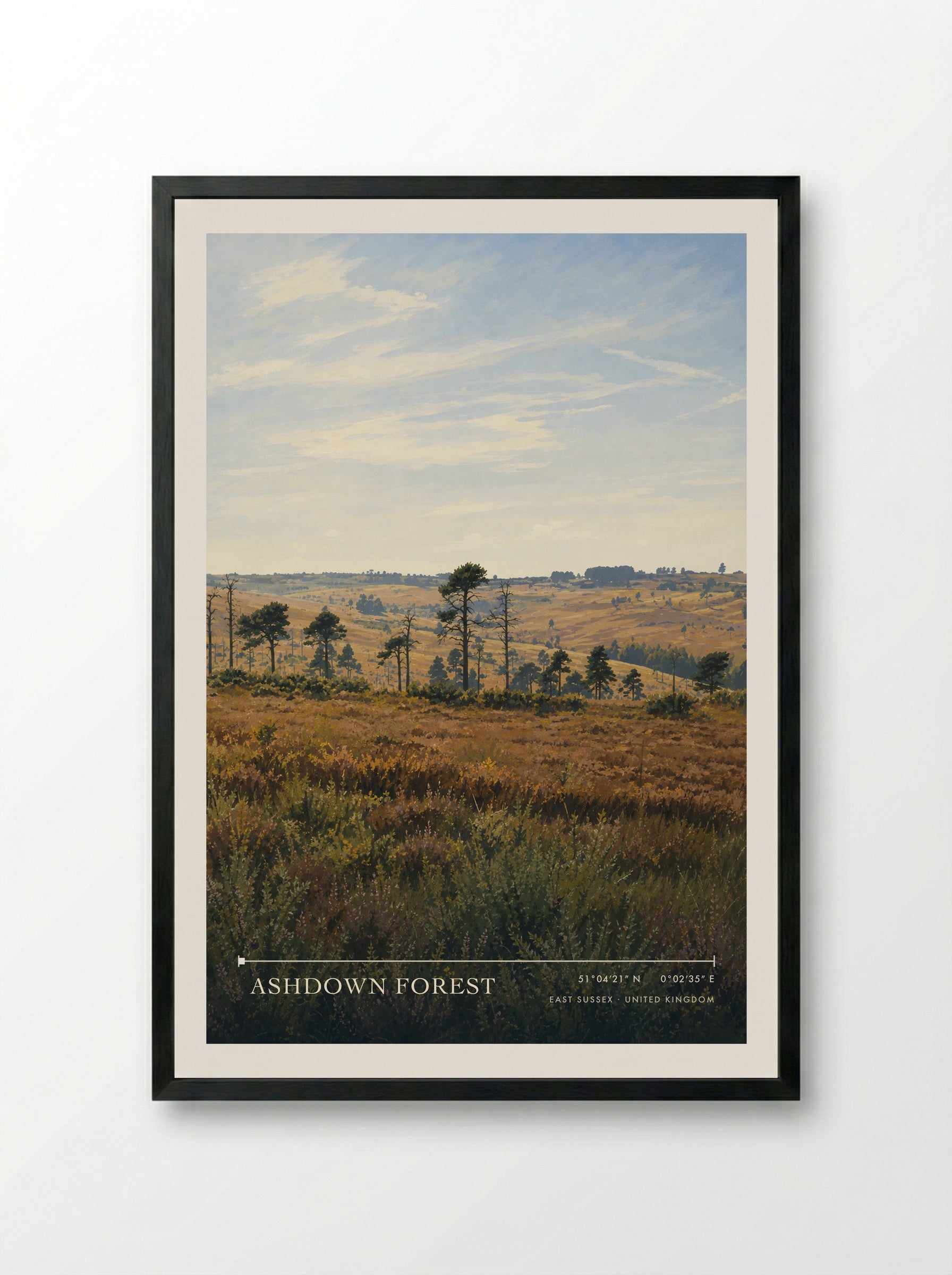 Ashdown Forest East Sussex United Kingdom Travel Poster - Framed Print Black