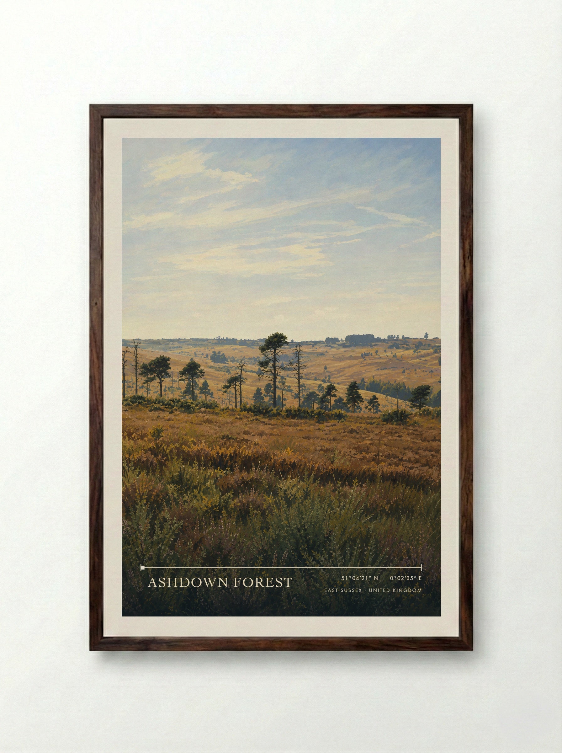 Ashdown Forest East Sussex United Kingdom Travel Poster - Framed Print Dark Wood