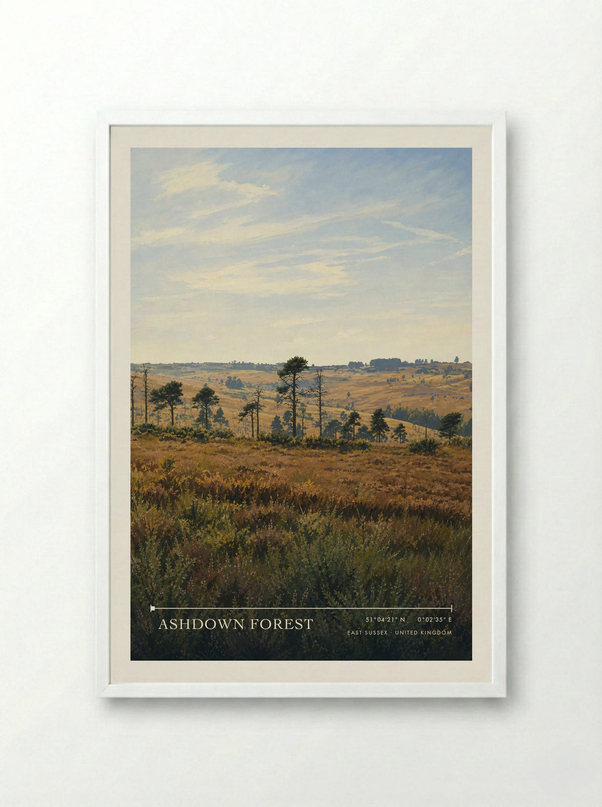 Ashdown Forest East Sussex United Kingdom Travel Poster - Framed Print White