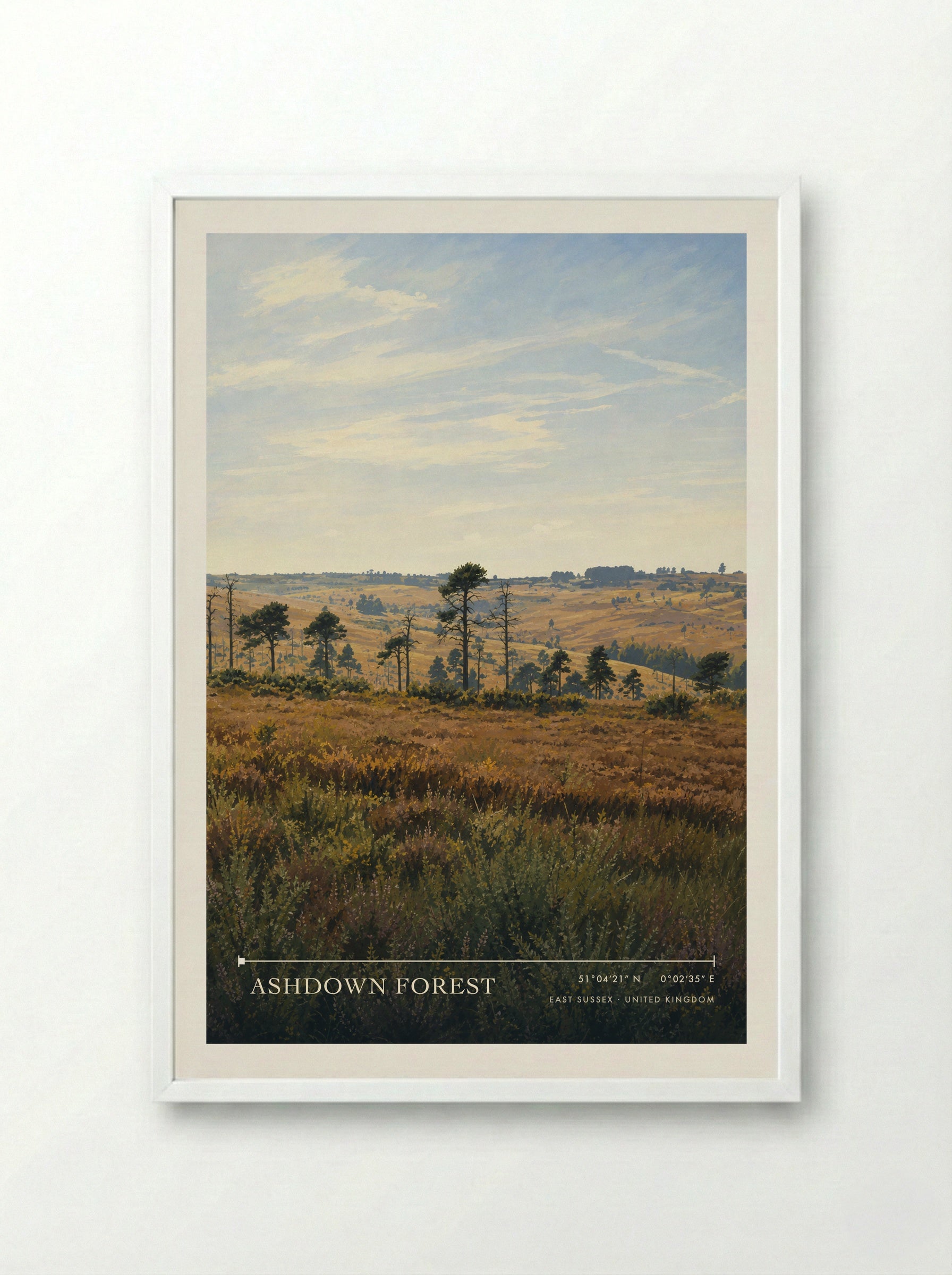 Ashdown Forest East Sussex United Kingdom Travel Poster - Framed Print White