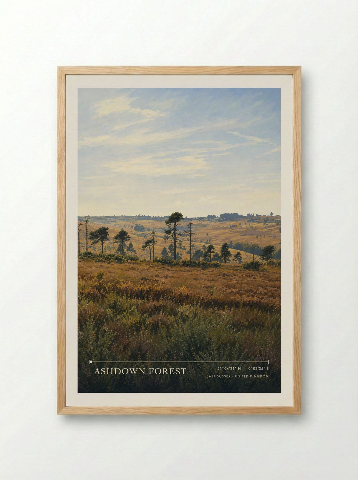 Ashdown Forest East Sussex United Kingdom Travel Poster - Framed Print Wood