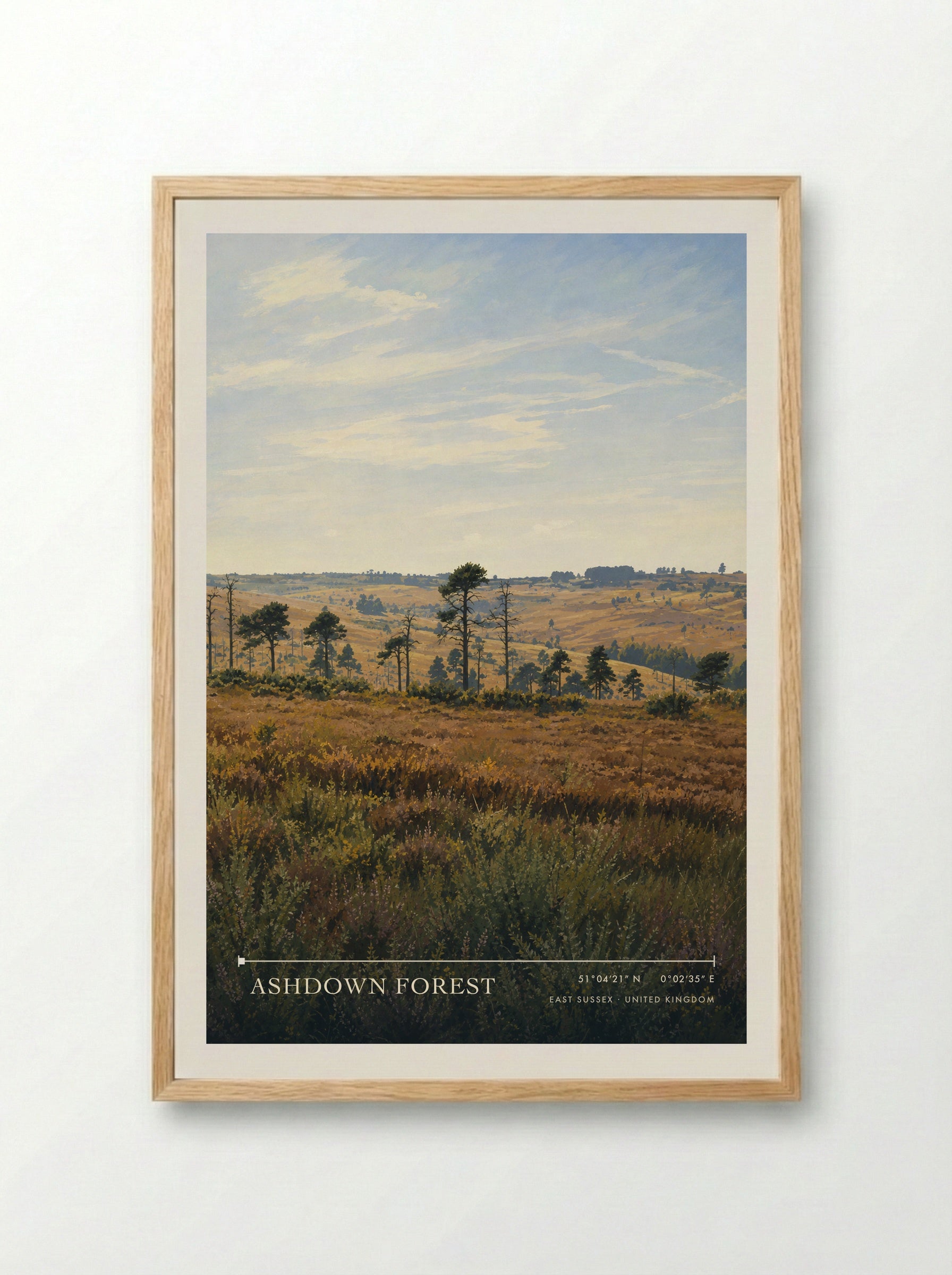Ashdown Forest East Sussex United Kingdom Travel Poster - Framed Print Wood