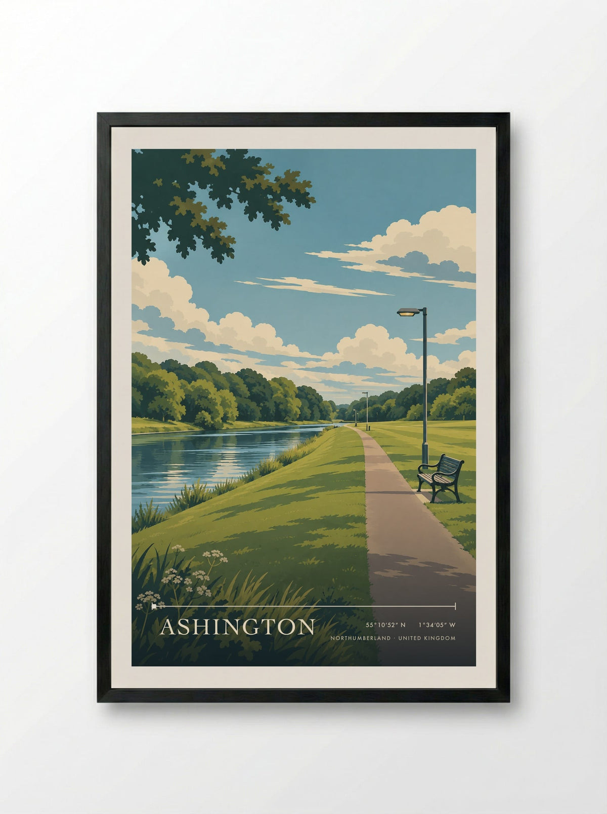 Ashington, Northumberland | Travel Poster - Framed Print Black