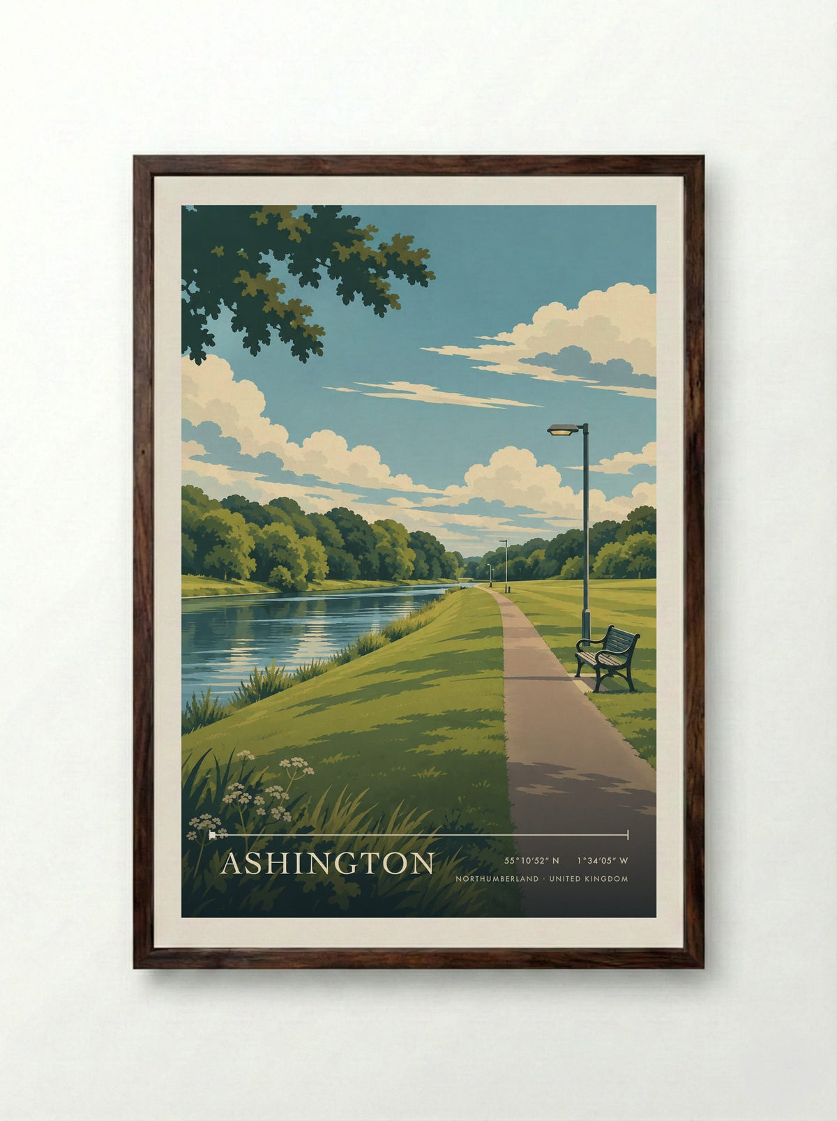 Ashington, Northumberland | Travel Poster - Framed Print Dark Wood