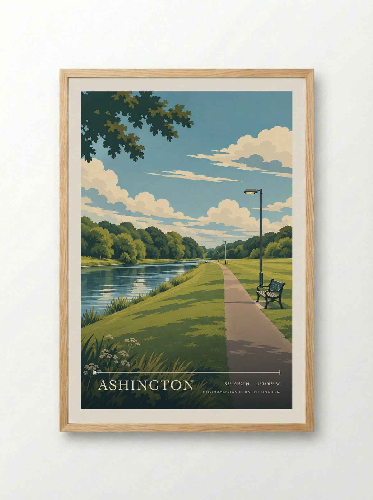 Ashington, Northumberland | Travel Poster - Framed Print Wood