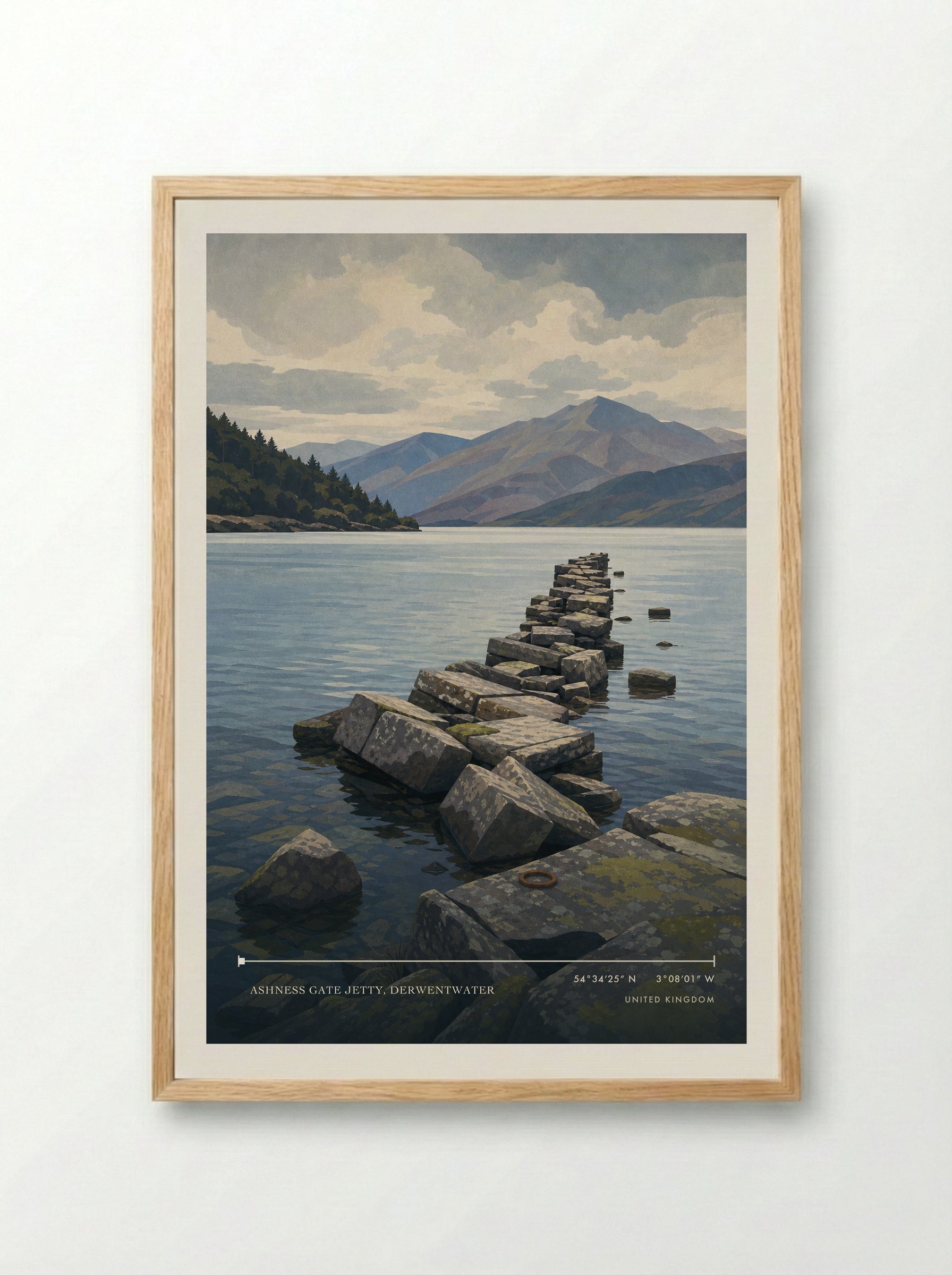 Ashness Gate Jetty, Derwentwater United Kingdom Travel Poster - Framed Print Wood