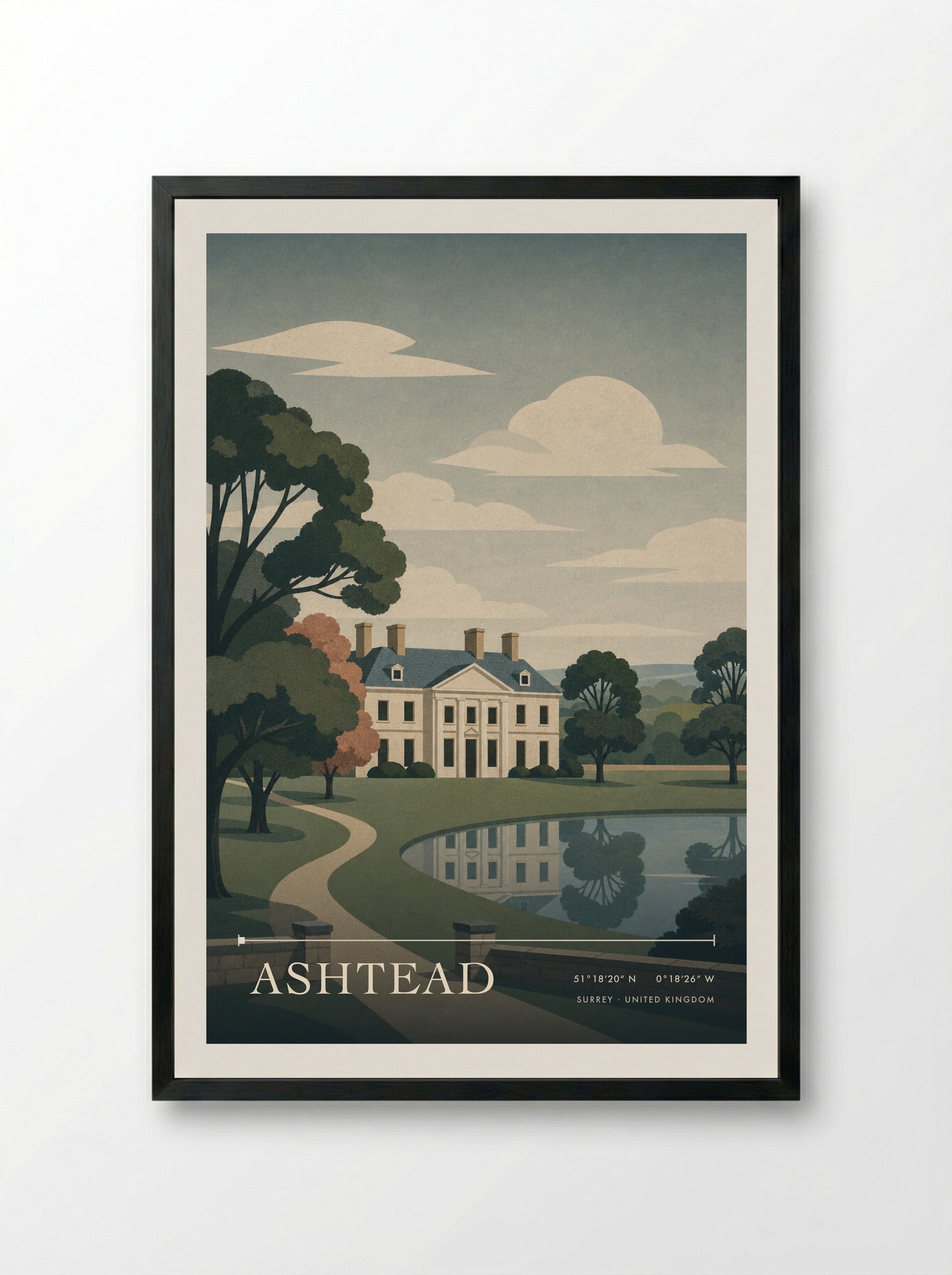 Ashtead Surrey United Kingdom Travel Poster - Framed Print Black